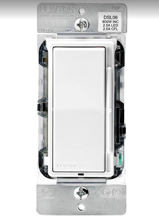 Leviton Decora 600-Watt Single-Pole/3-Way Universal Rocker Slide Dimmer, White