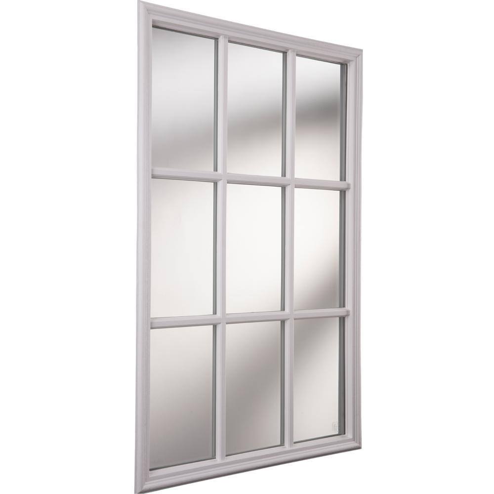 ODL 308480 9-Lites Glass with External Grilles 20 in. x 36 in. x 1 in. with White Frame Replacement Glass Panel