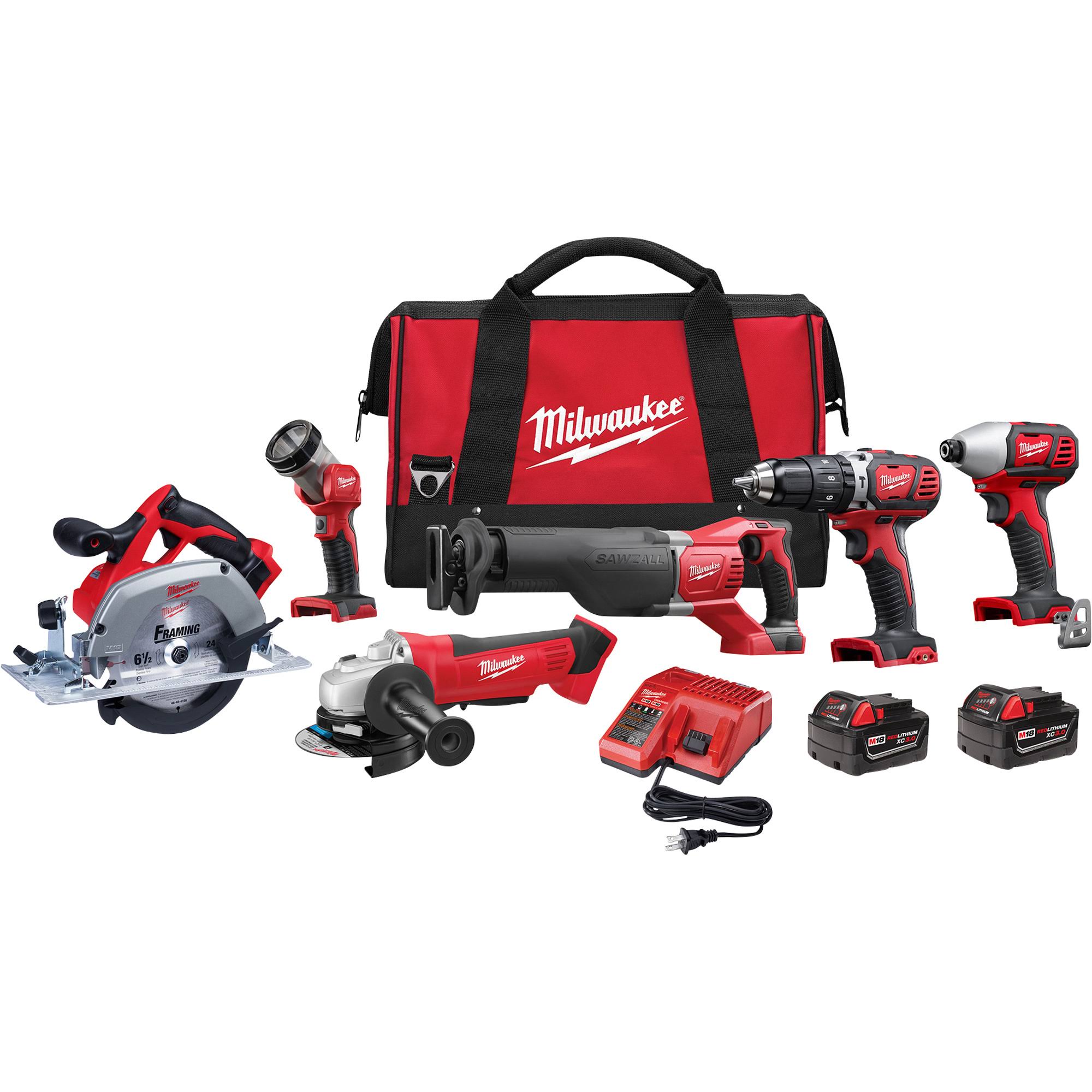 Milwaukee 2696-26 M18 Cordless 6-Tool Combo Kit
