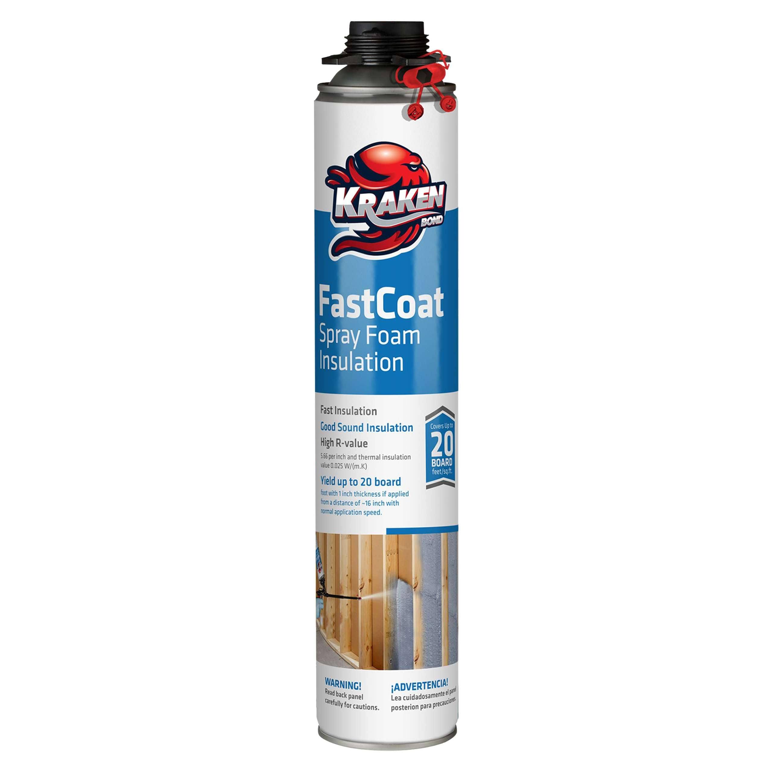 Kraken Bond Fastcoat Spray Foam Insulation- Closed Cell Foam Spray Polyurethane Spray Foam Heat Insulation&Acoustic Spray Self Expanding Foam 20