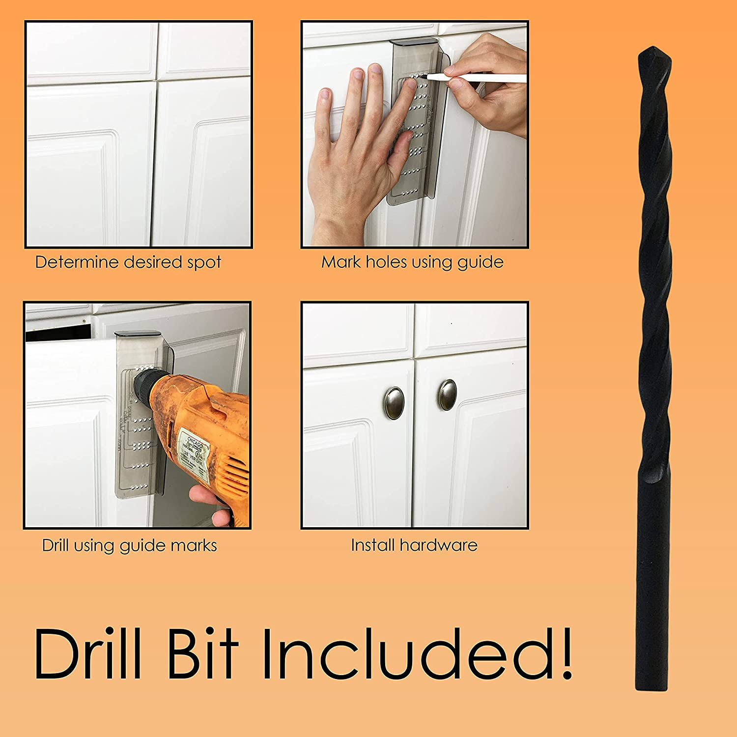 Cabinet Hardware Template by MeasurePro- Easy Installation of Kitchen Cabinet Handles, Knobs and Pulls on Cabinet Doors and Drawers- Cabinet Handle