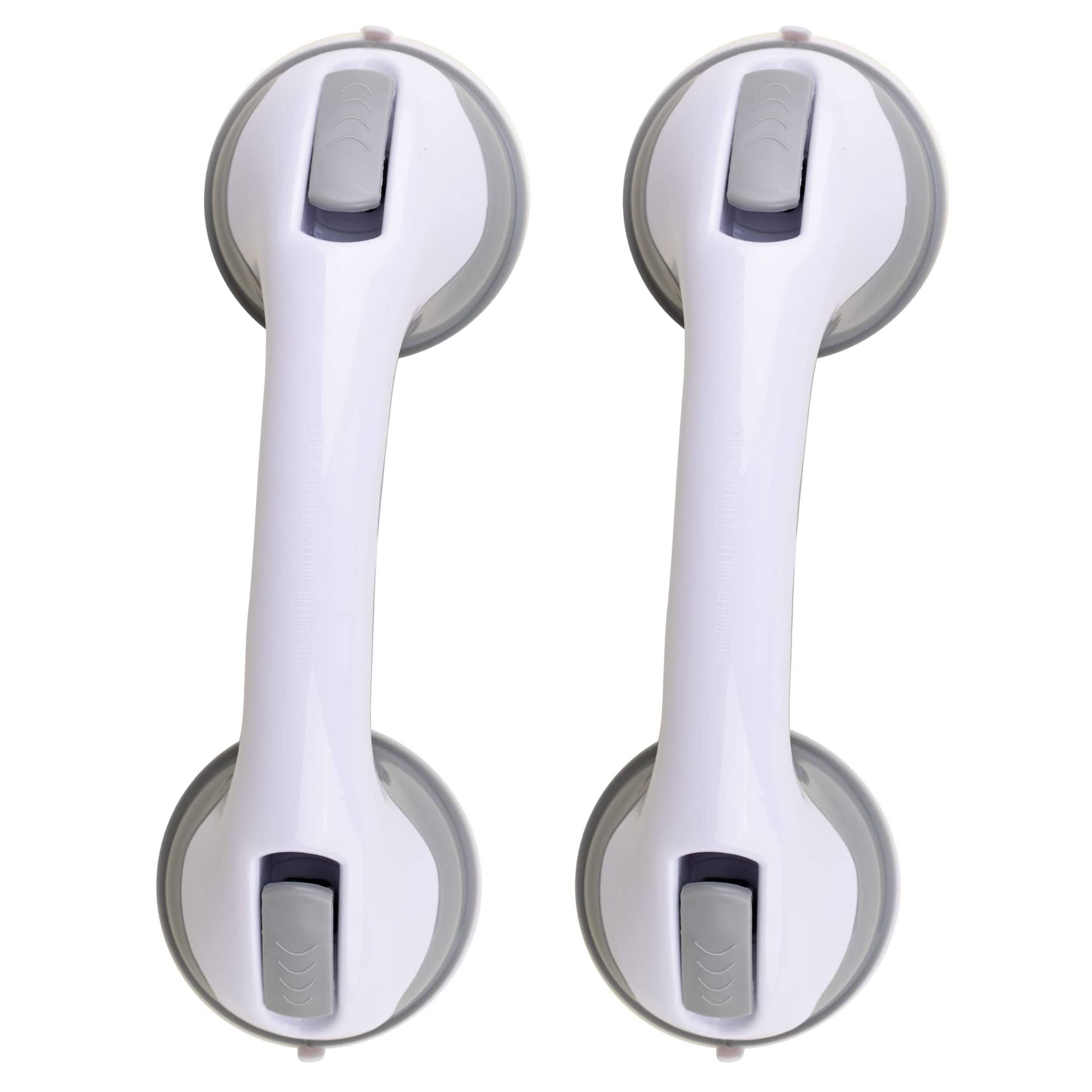 Zalik (2 Pack) Shower Handle 12 inch Grab Bars for Bathtubs and Showers Suction Bar Handles Handicap Elderly Seniors Safety Bathroom Bathtub Bath Grip