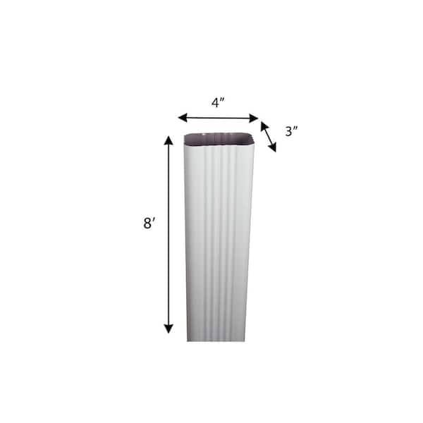 Spectra Metals 3 in. x 4 in. x 8 ft. Low Gloss White Aluminum Downpipe
