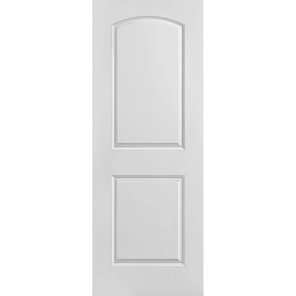 Masonite 24 in. x 80 in. Roman Smooth 2-Panel Round Top Hollow Core Primed Composite Interior Door Slab