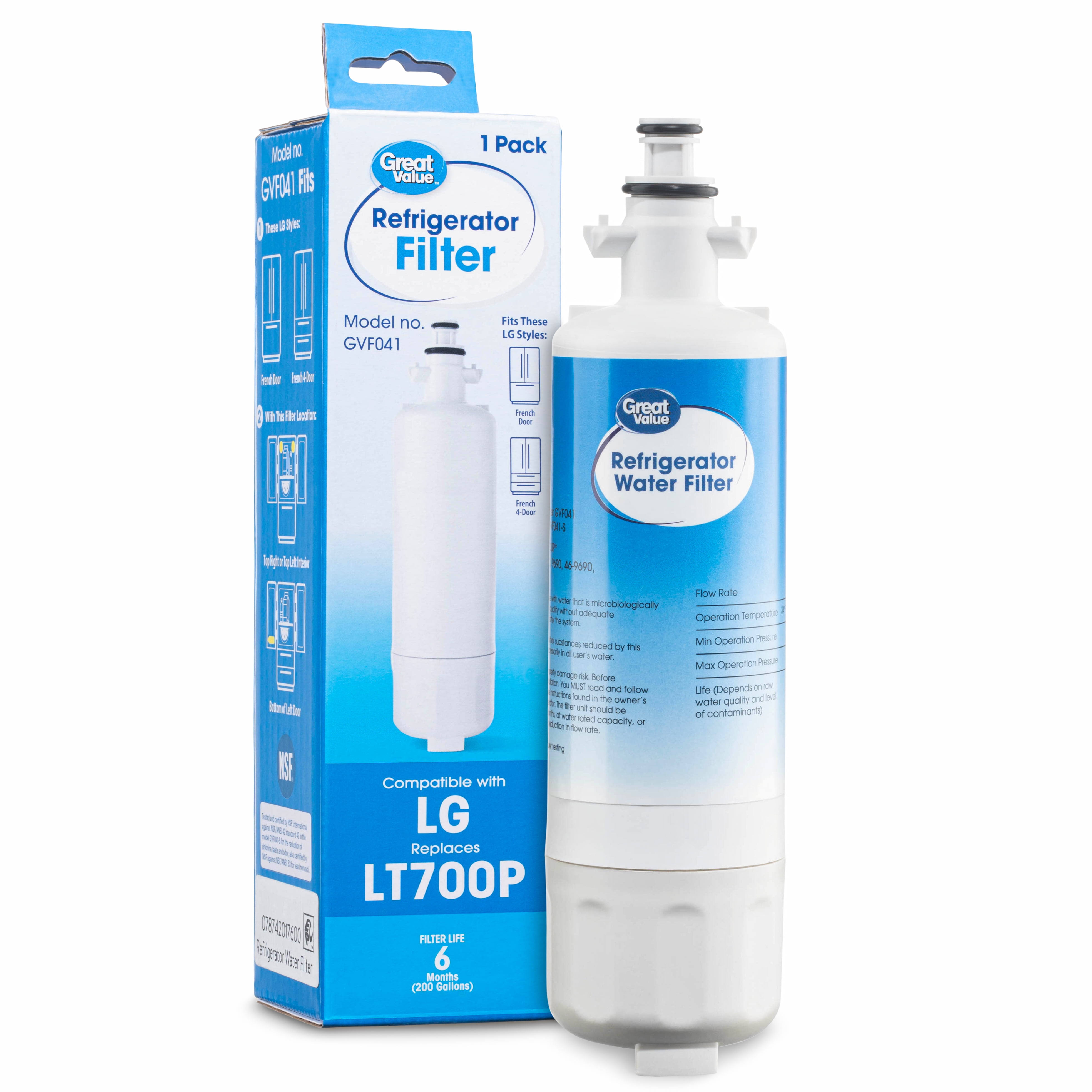 Great Value Replacement Refrigerator Water Filter, LG Lt700p and Kenmore 46-9690, 1 Pack GVF041
