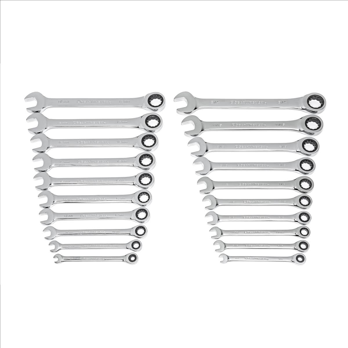 GearWrench 20 Piece SAE/Metric Ratcheting Combination Wrench Set