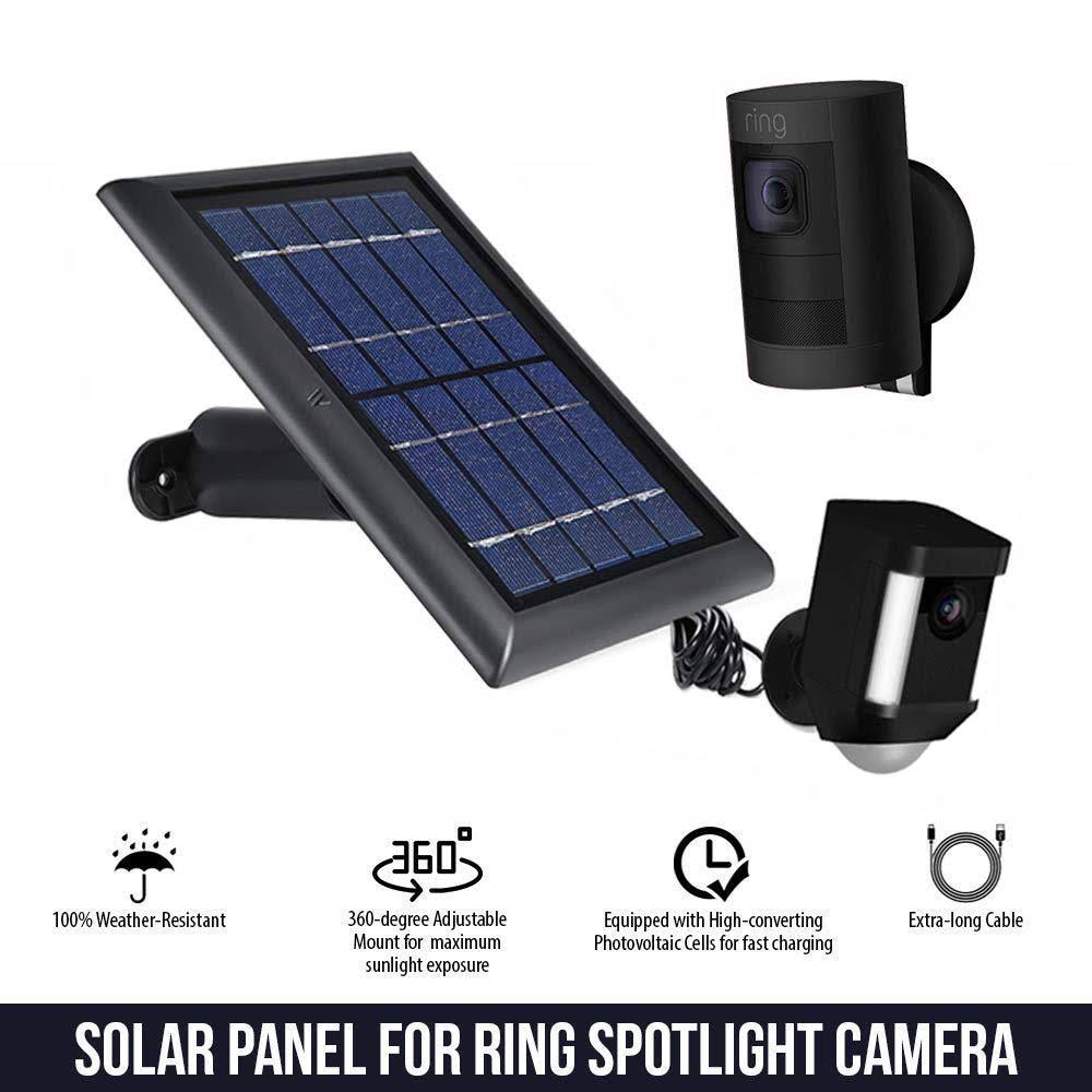 Wasserstein Solar Panel Compatible with Ring Spotlight Cam Battery & Ring Stick Up Cam Battery (2 Pack White)