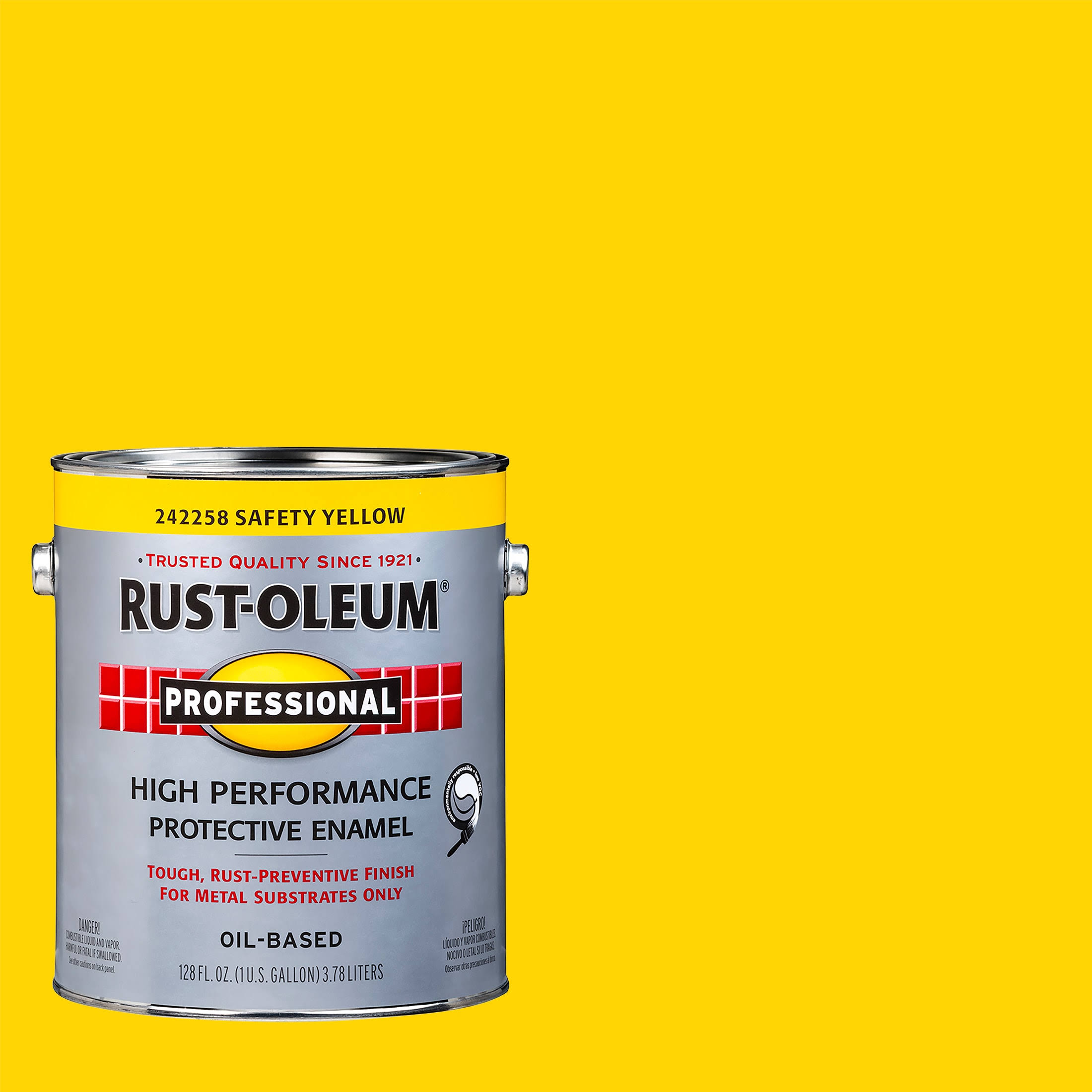 Alkyd Enamel Paint,Safety Yellow,Gloss,1 gal. Rust-Oleum 242258