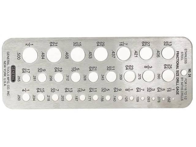 General 24 Drill Gauge, Stainless Steel