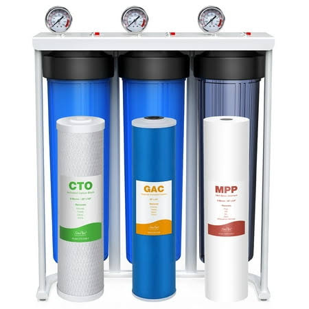 Simpure Whole House Water Filter System with 3-Stage Sediment Filtration Cartridge for Purification City & Well Water, 20 inch x 4.5 inch, Db20p-3