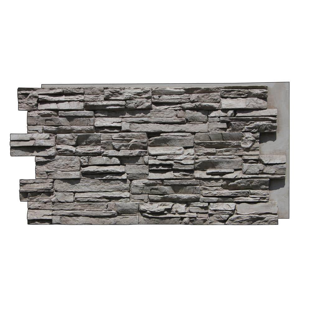 Tritan BP Lightning Ridge 48 in. x 24 in. Faux Stone Siding Panel Finished Oyster Gray Interlocking Panel