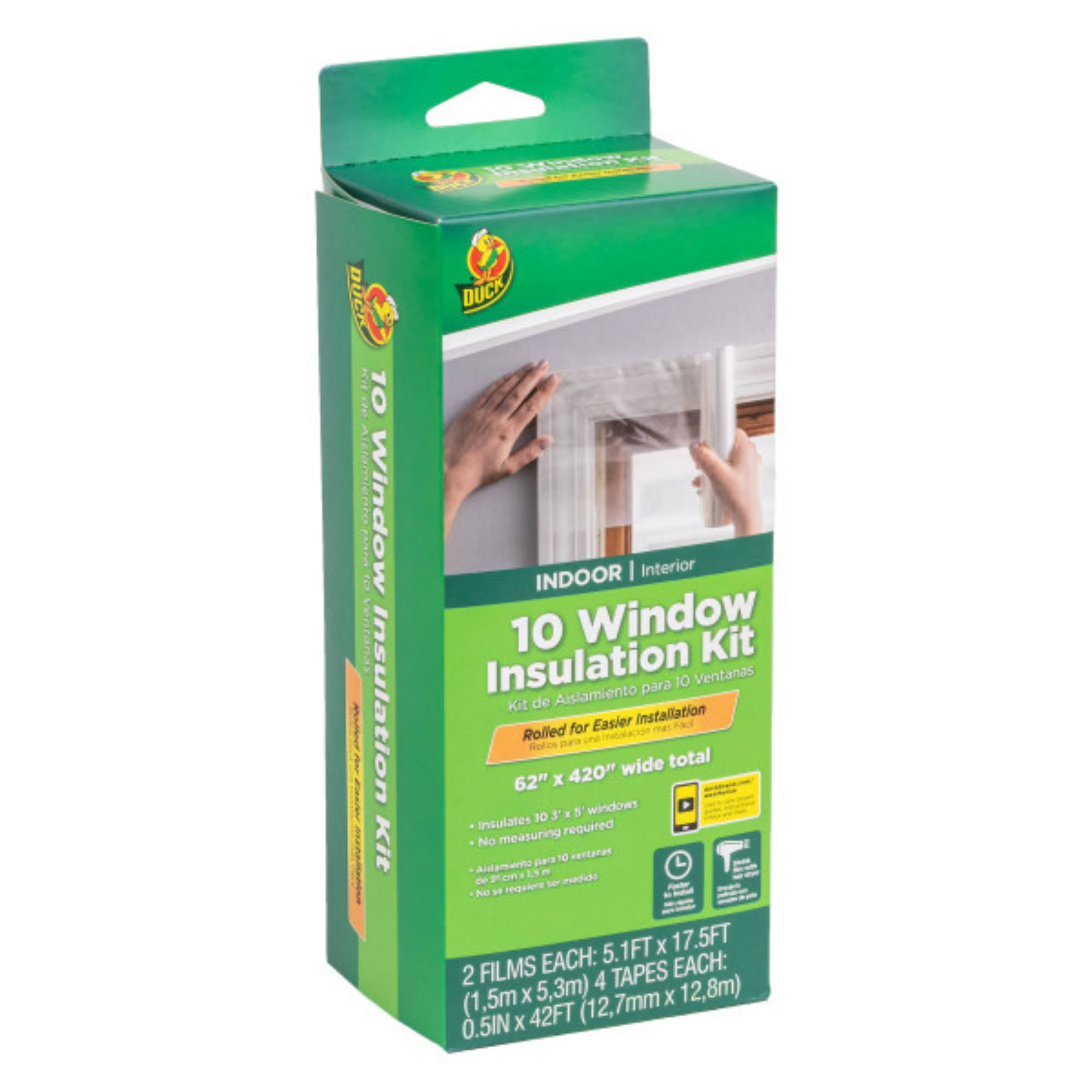 Duck Brand Rolled Shrink Film Window Kit- Clear, 10 Windows, 62 in. x 420 in.
