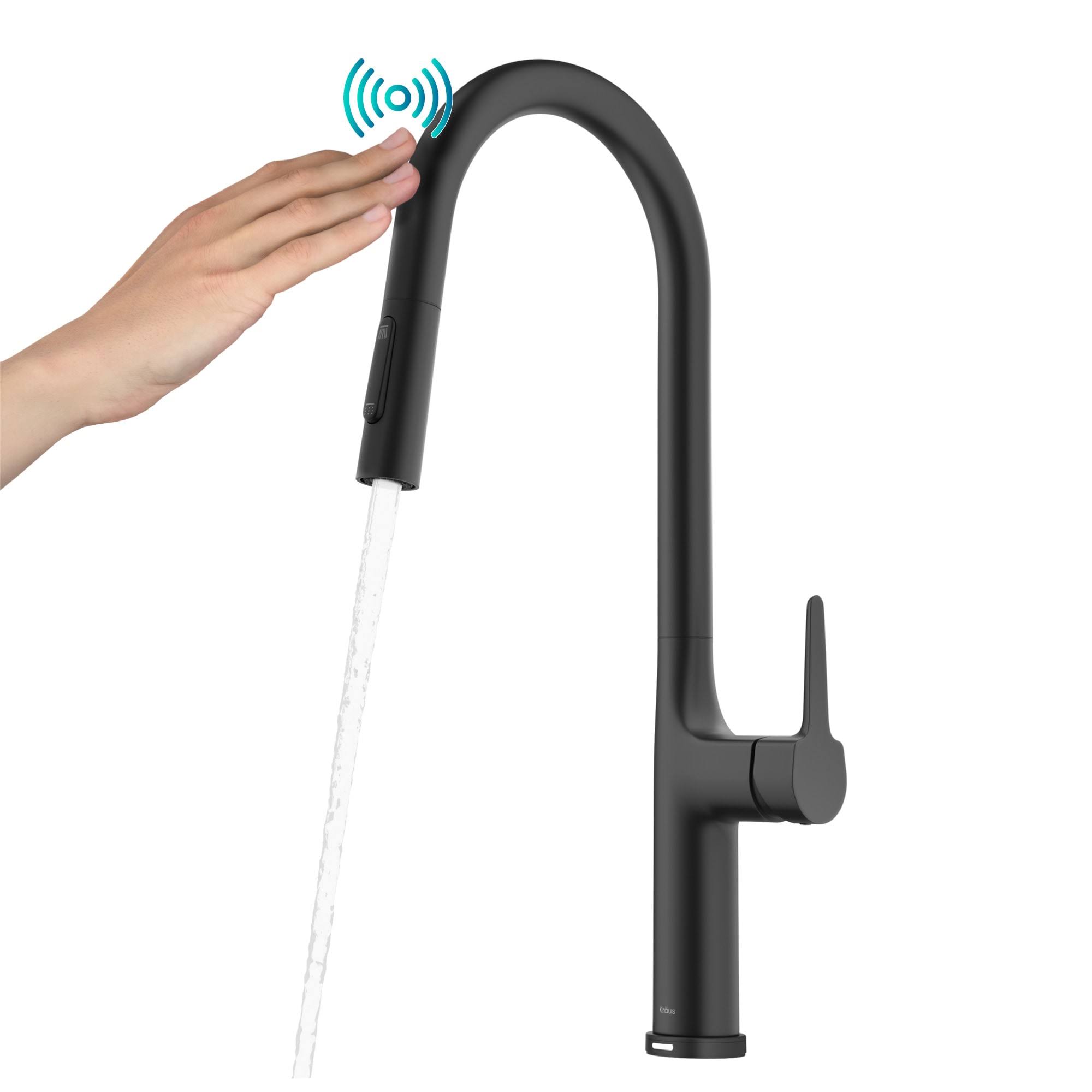 Kraus KTF-3101MB Oletto Tall Modern Single-Handle Touch Kitchen Sink Faucet with Pull Down Sprayer, Matte Black