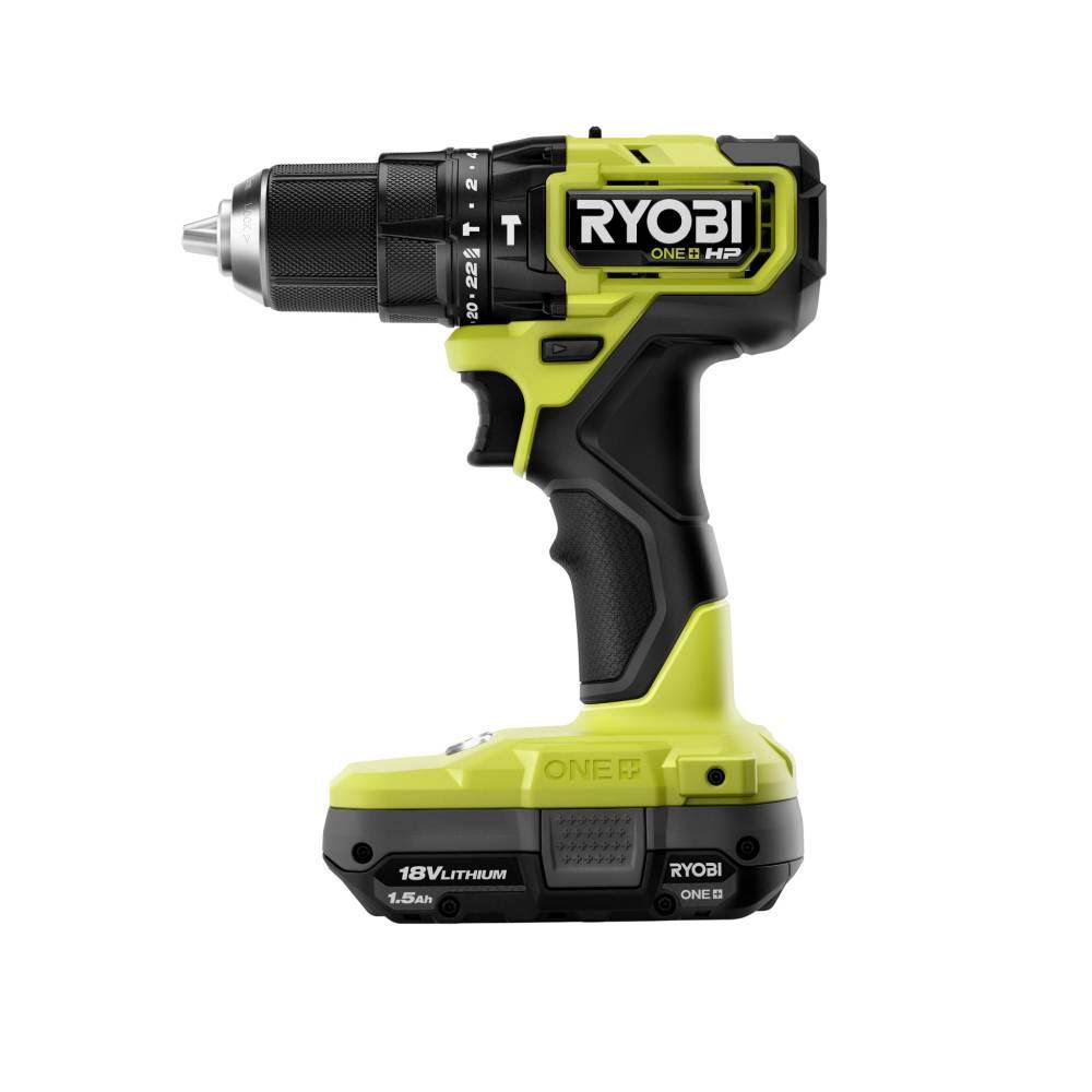 Ryobi One+ HP 18V Brushless Cordless Compact 1/2 in. Hammer Drill Kit with (1) 1.5 Ah Battery, Charger, & 95pc Bit Set