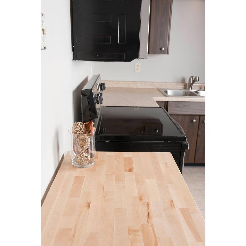 Hardwood Reflections Birch 4 ft. L x 20 in. D x 1.25 in. T Butcher Block Bar Countertop in Clear UV Stain