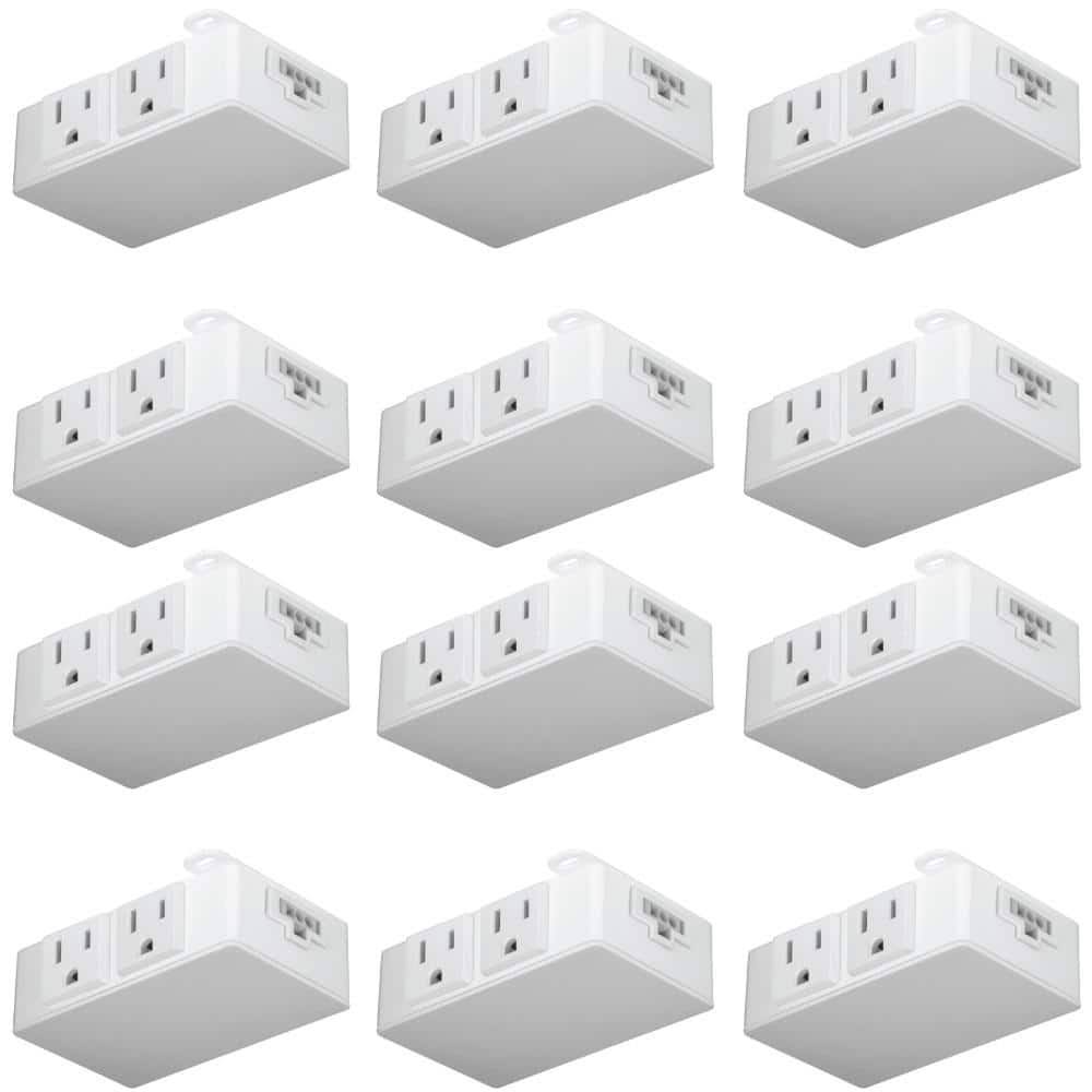 Feit Electric White Onesync Under Cabinet In-Line 2 AC Outlet Adapter with 18 in. Link Cable Power Cord (12-Pack)