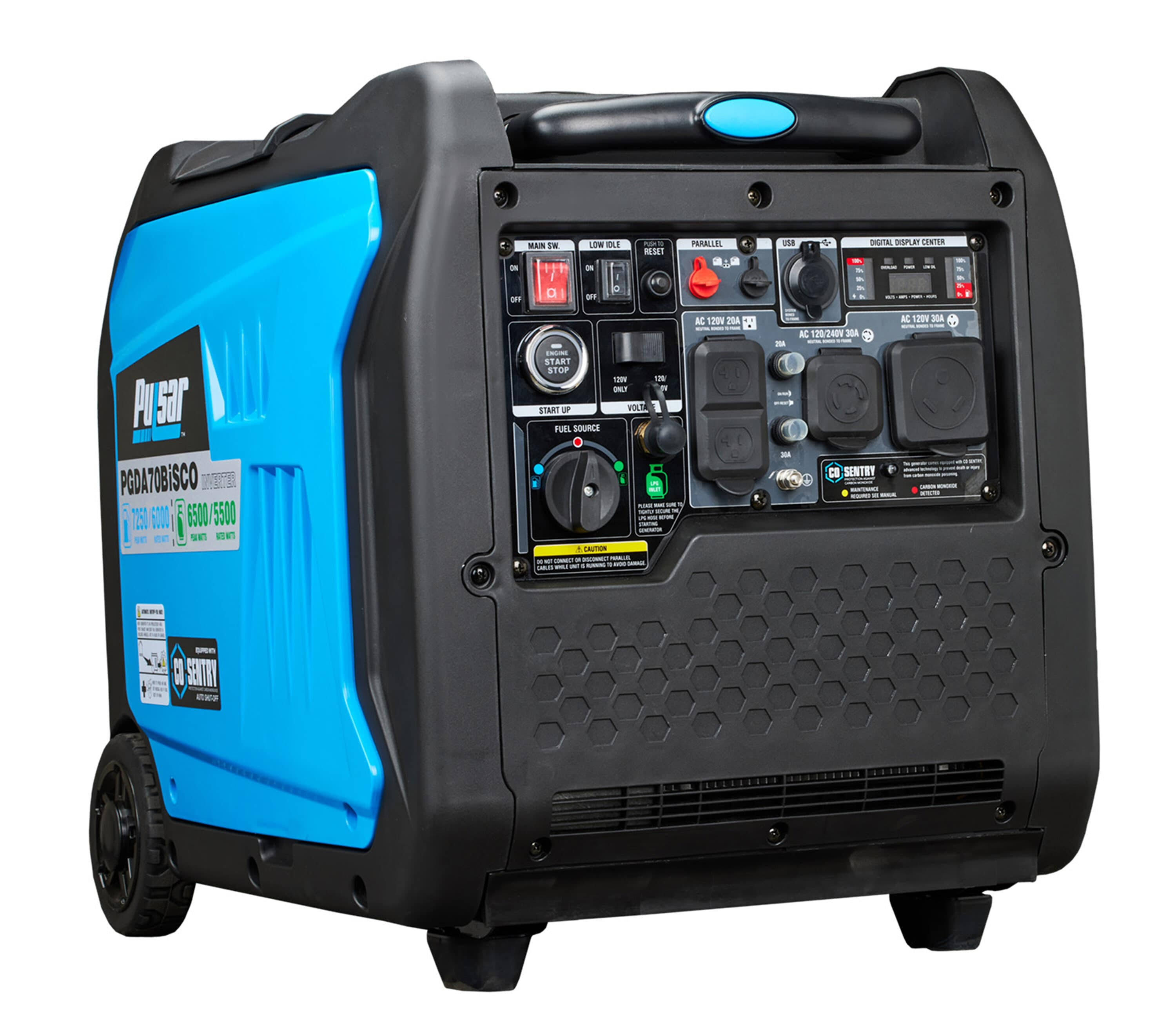 Pulsar PGDA70BISCO 7,250-Watt Super Quiet Dual Fuel Inverter Generator with Remote Start