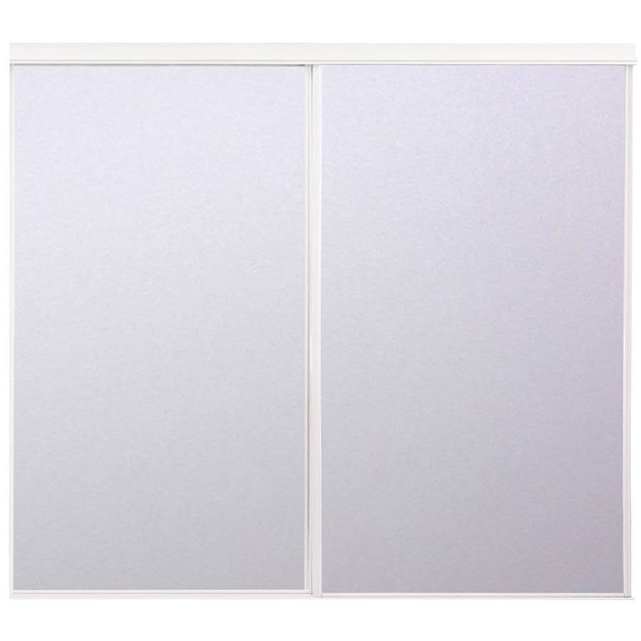 ReliaBilt 60-in x 80-in White Mirrored Glass Prefinished Mirror Sliding Door Hardware Included | 440223