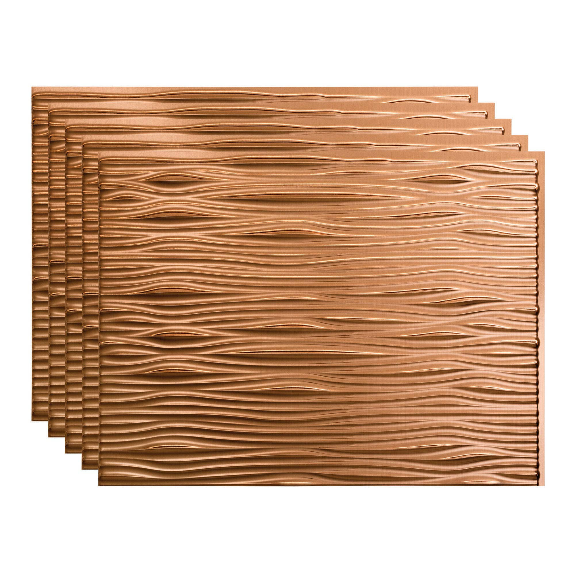 Fasade 18in x 24in Waves Polished Copper Backsplash Panel (5 Pack)