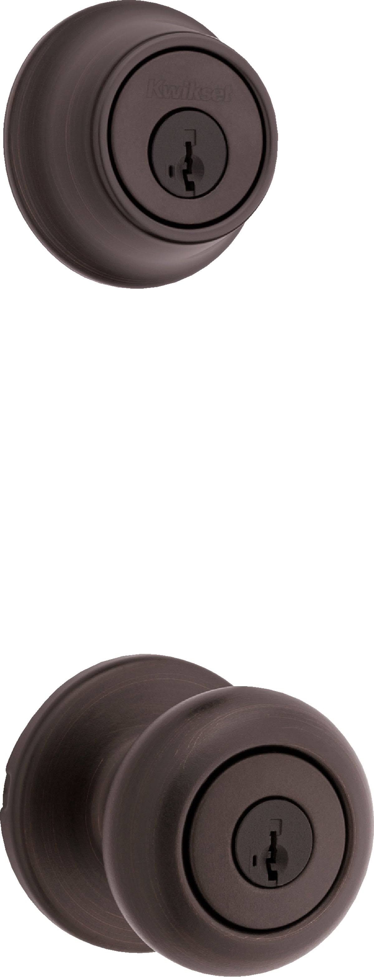 Kwikset SmartKey Security Classic Venetian Bronze Entry Knob and Single Cylinder Deadbolt KW1 2-3/4