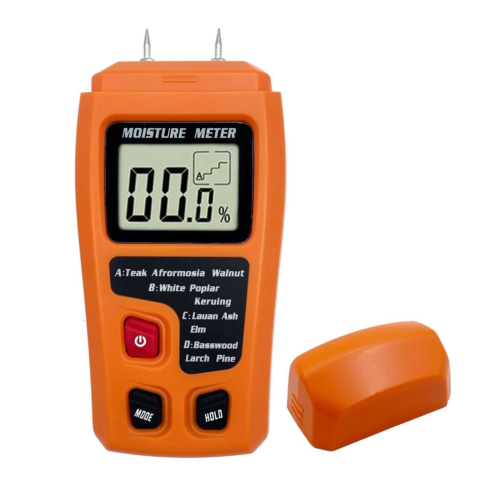 QYQRQF Digital Wood Moisture Meter Wood Humidity Tester Hygrometer Timber Damp Detector Large LCD Display (Orange)