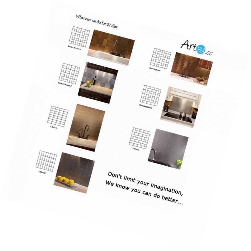 Art3d 32-Piece Peel and Stick Backsplash Tiles Brushed Metal Subway