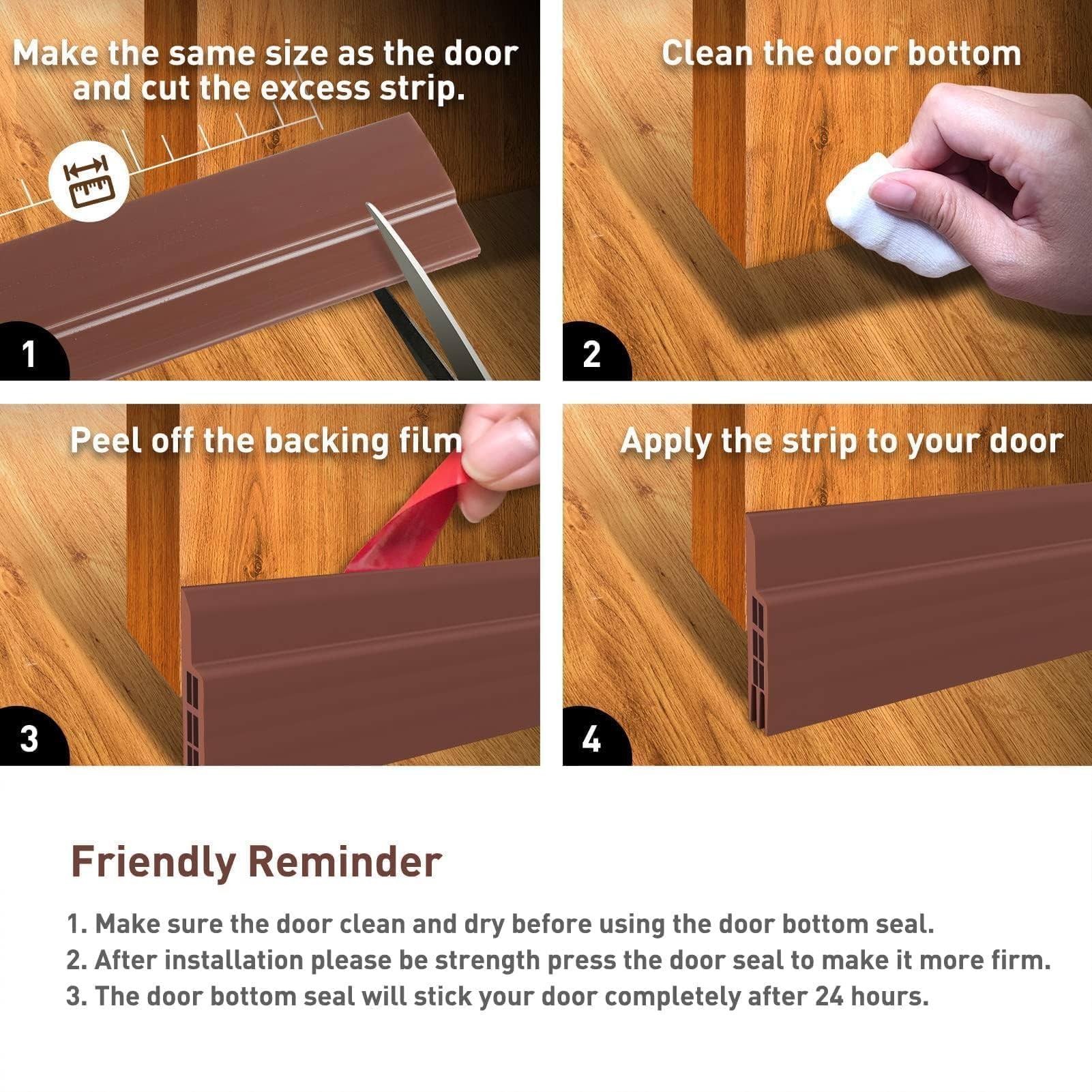 Holikme Door Draft Stopper Under Door Draft Blocker Insulator Door Sweep Weather Stripping Noise Stopper Strong Adhesive Door Stops of Rubber 39