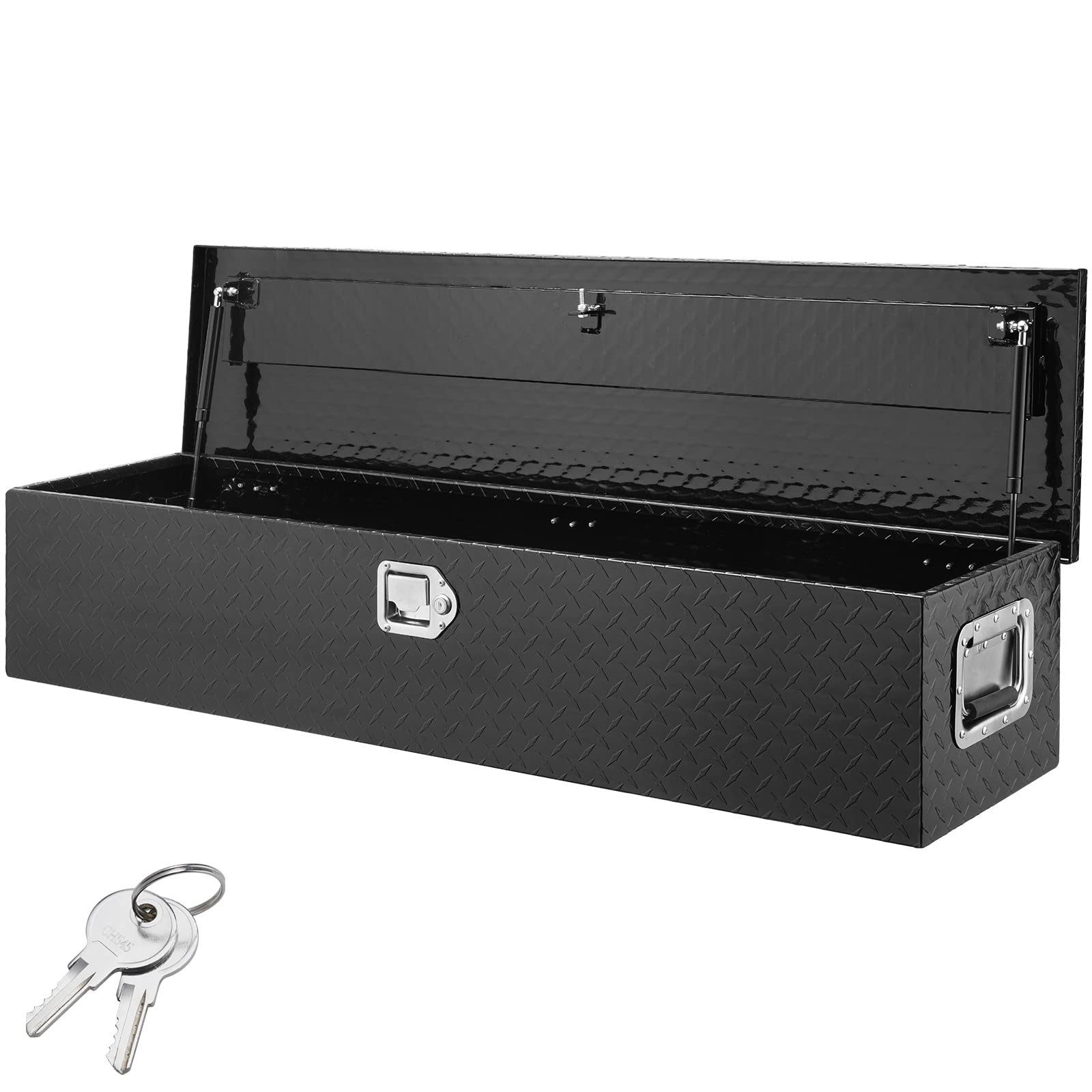 VEVOR Heavy Duty Aluminum Truck Bed Tool Box, Diamond Plate Tool Box with Side Handle and Lock Keys, Storage Tool Box Chest Box Organizer for Pickup