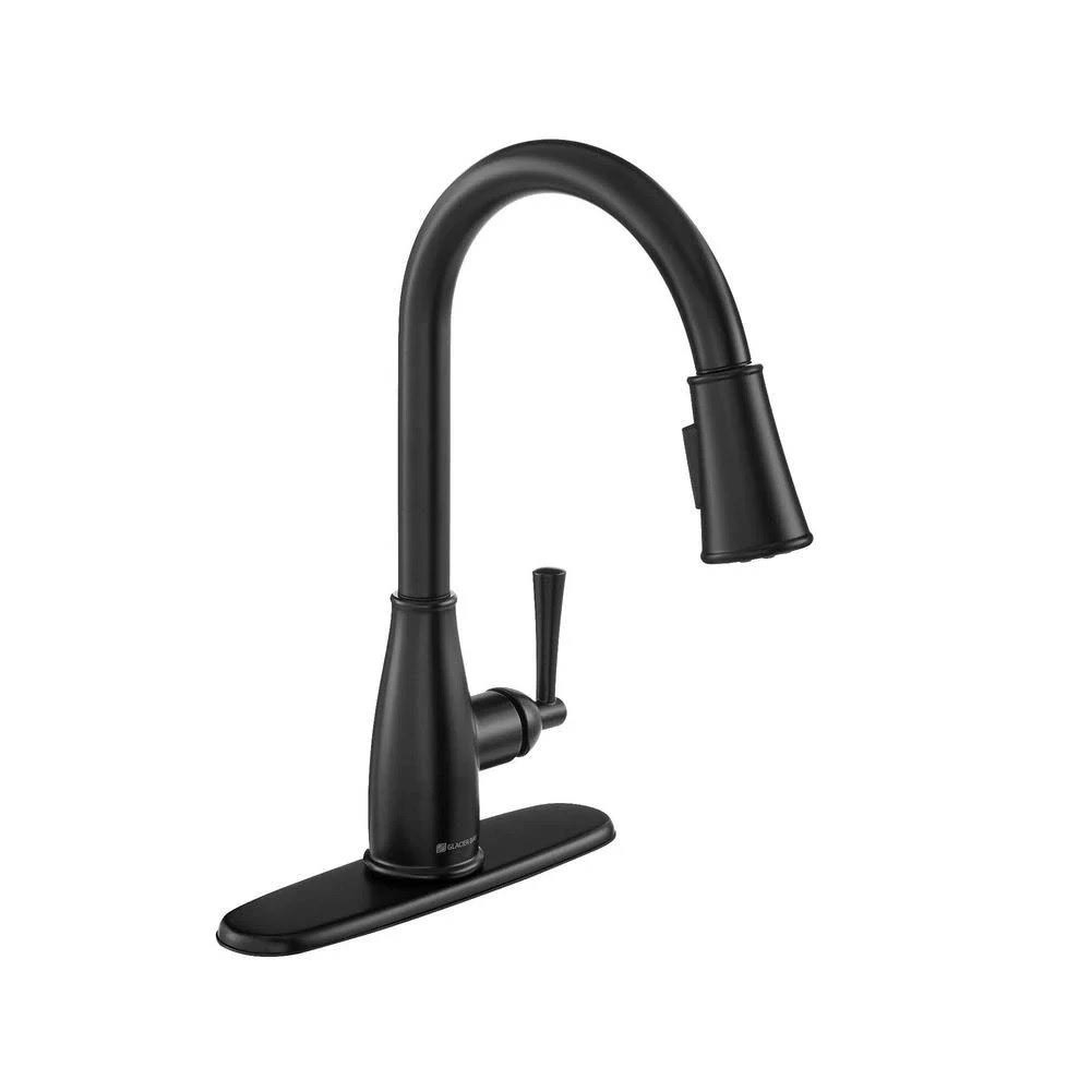 Glacier Bay Fairhurst Single-Handle Pull-Down Sprayer Kitchen Faucet with TurboSpray and FastMount in Matte Black