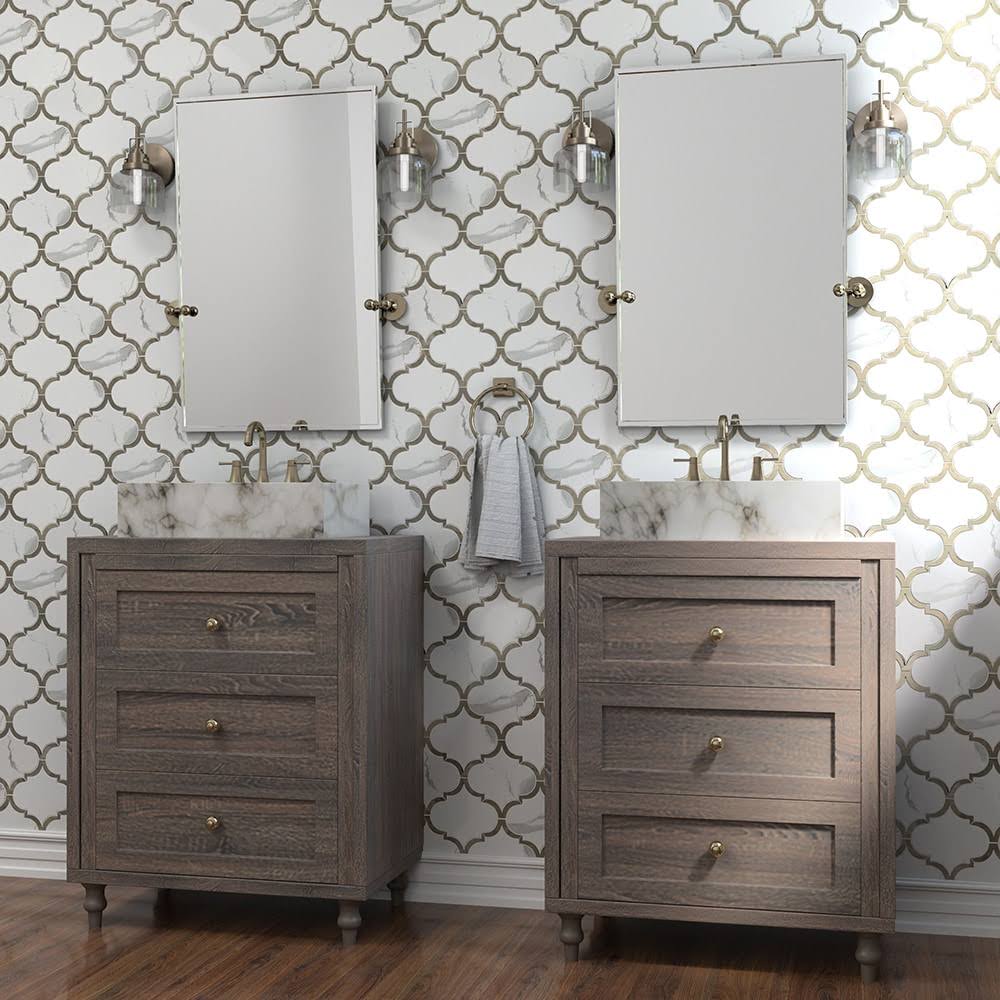 Elida Ceramica Waterjet Arabesque White 10-in x 13-in Polished Porcelain Lantern Marble Look Wall Tile (0.87-sq. ft/ Piece)