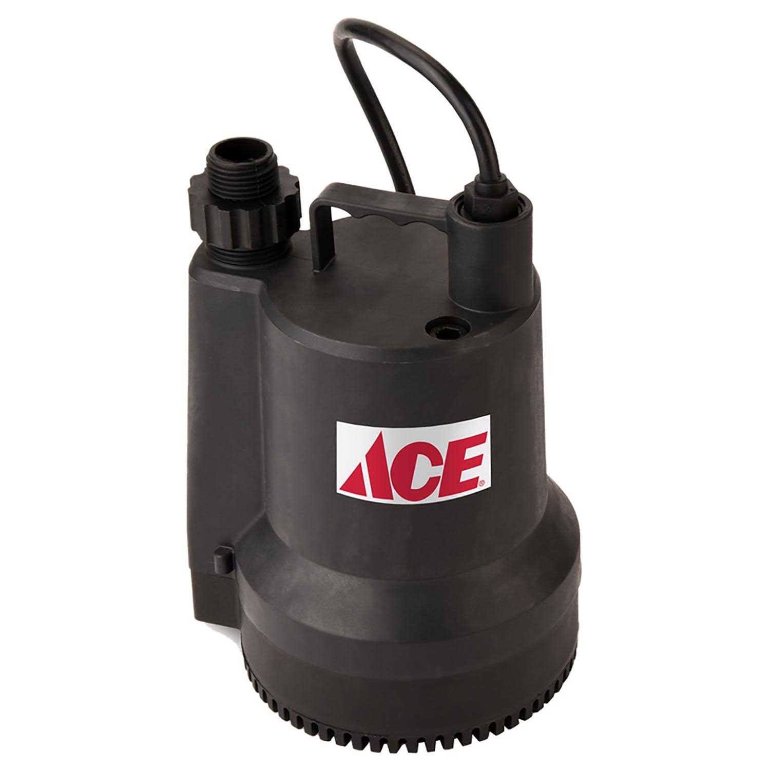 Ace 1/6 HP 1680 GPH Thermoplastic Switchless AC Utility Pump