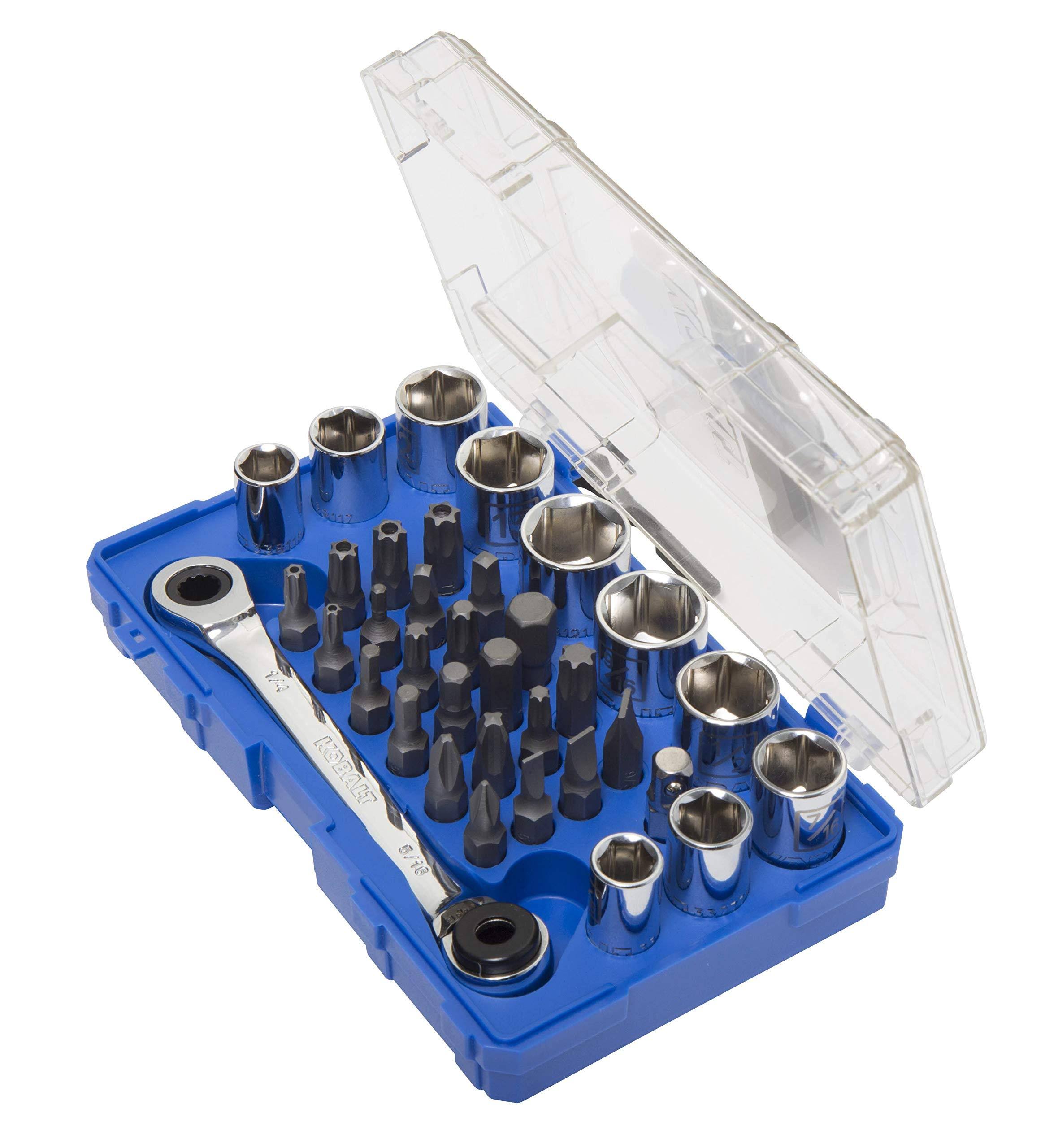 Kobalt 35 Piece Standard (SAE) and Metric Combination Chrome Mechanics Tool Set 338358