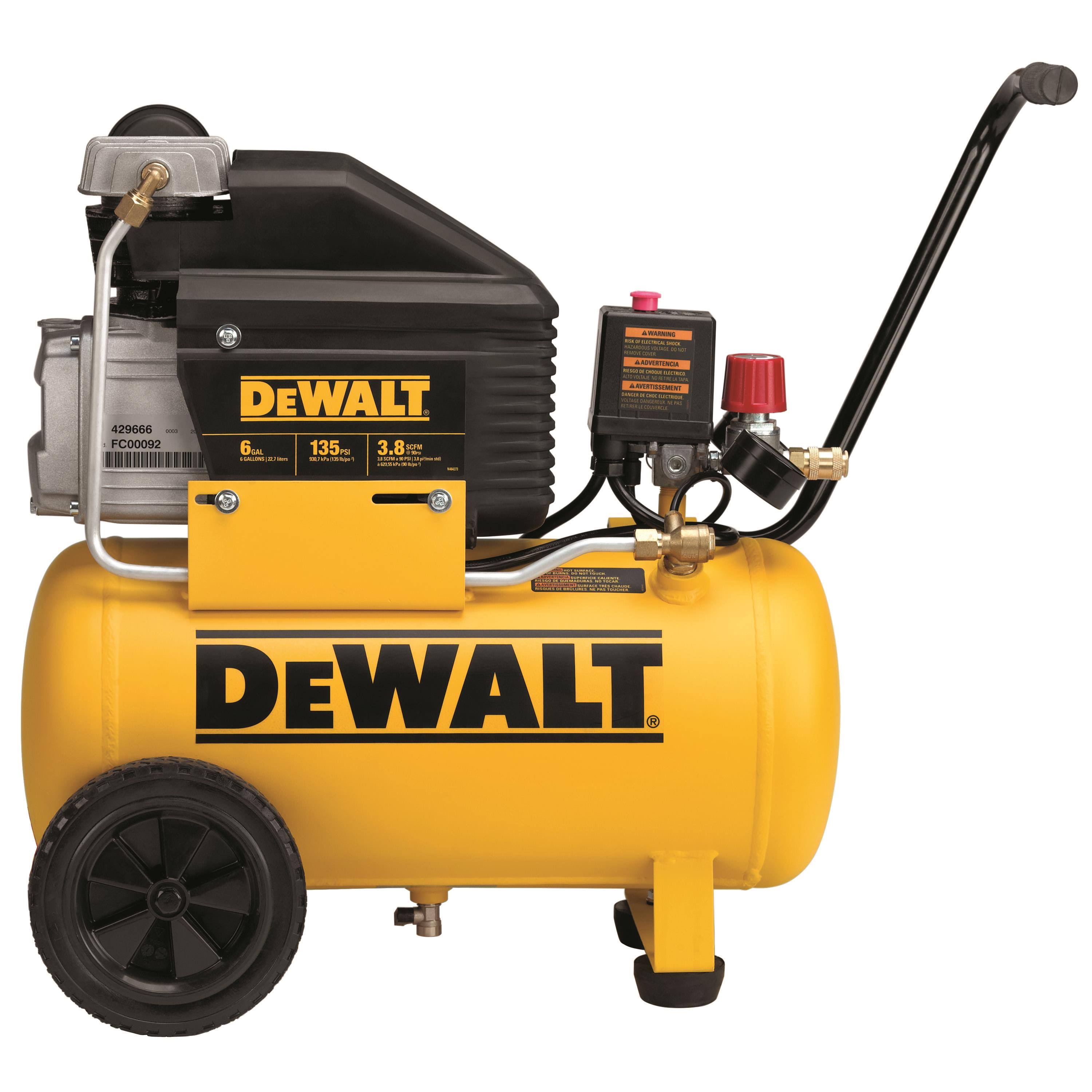 DeWalt Wheeled Horizontal Air Compressor- 6 Gallon