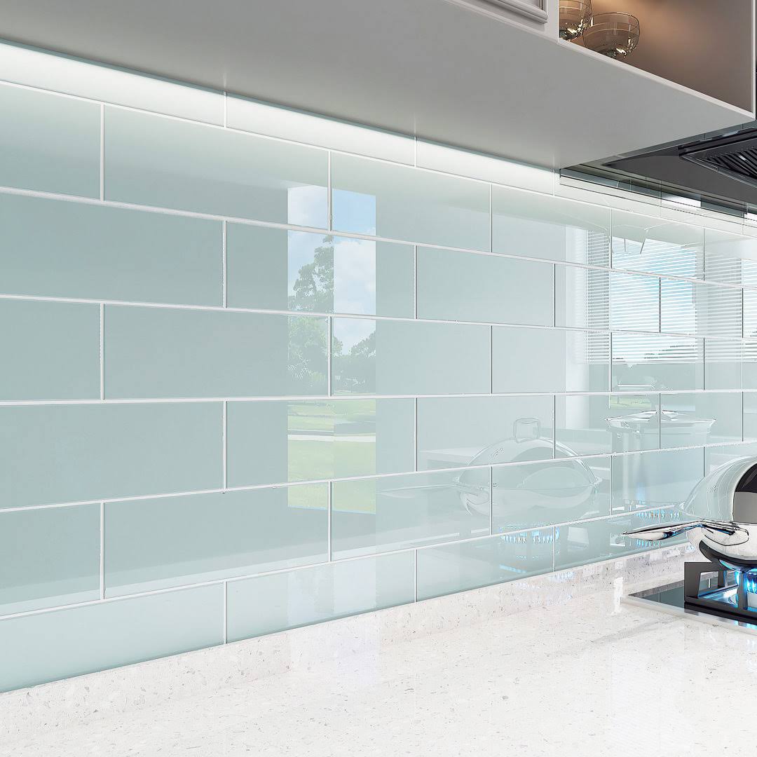 Giorbello Baby Blue 4x12 Glass Subway Tile- 5 St. ft. Case