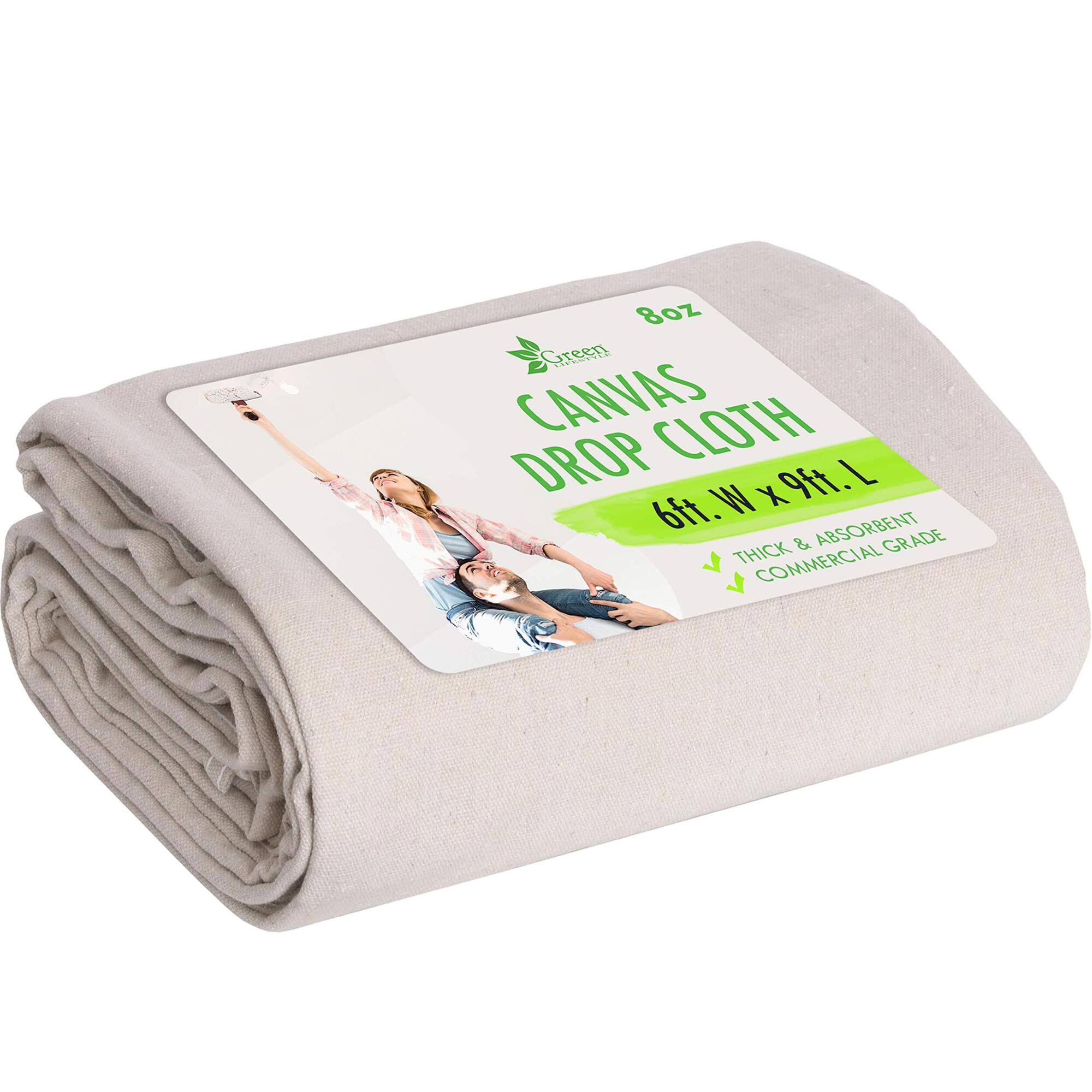 Green Lifestyle All Purpose Canvas Drop Cloth- Canvas Tarp Canvas Fabric Drop Cloth Curtains Drop Cloth for Painting Floor & Furniture Protection