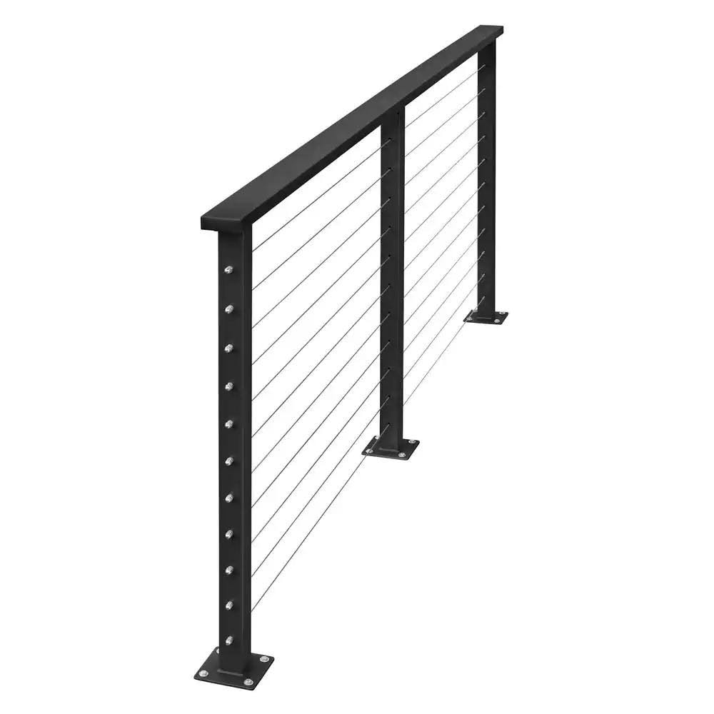 CityPost 8 ft. Black Deck Cable Railing