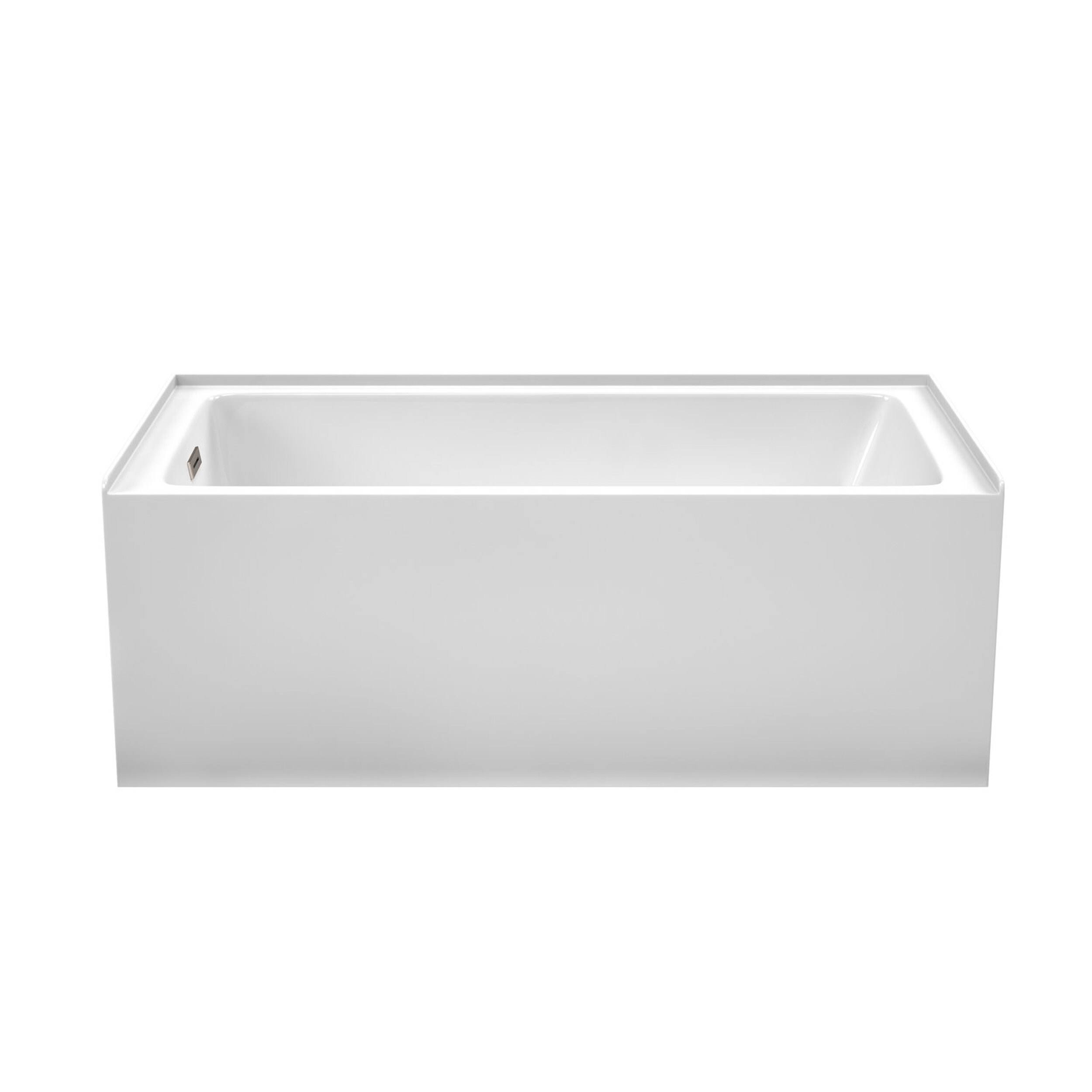 Wyndham Collection WCBTW16032LBNTRIM Grayley 60 x 32 inch Alcove Bathtub in White with Left-Hand Drain and Overflow Trim in Brushed Nickel