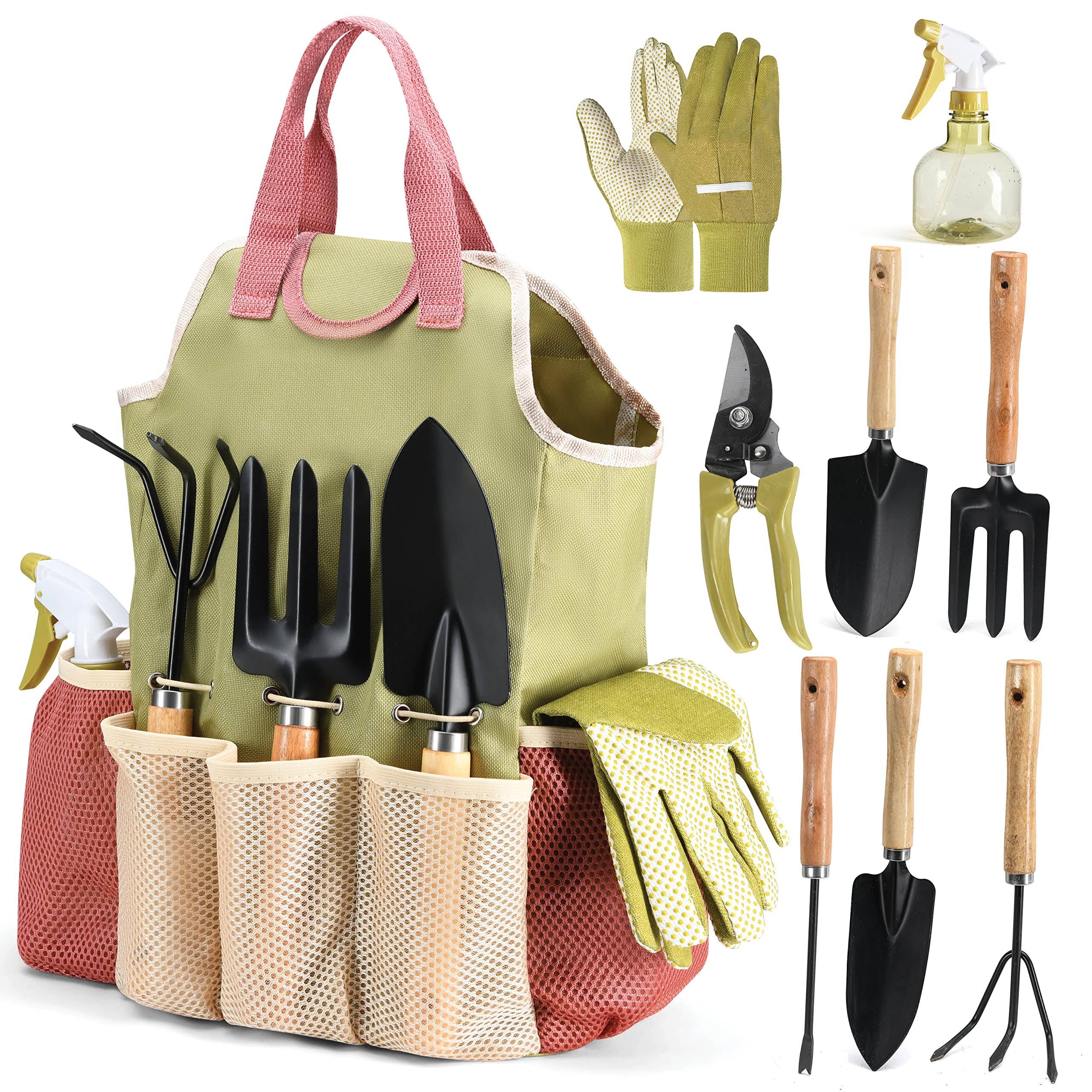 Play22 Complete Garden Tool Kit Comes with Bag & Gloves,Garden Tool Set with Spray-bottle Indoors & Outdoors- Durable Garden Tools Set