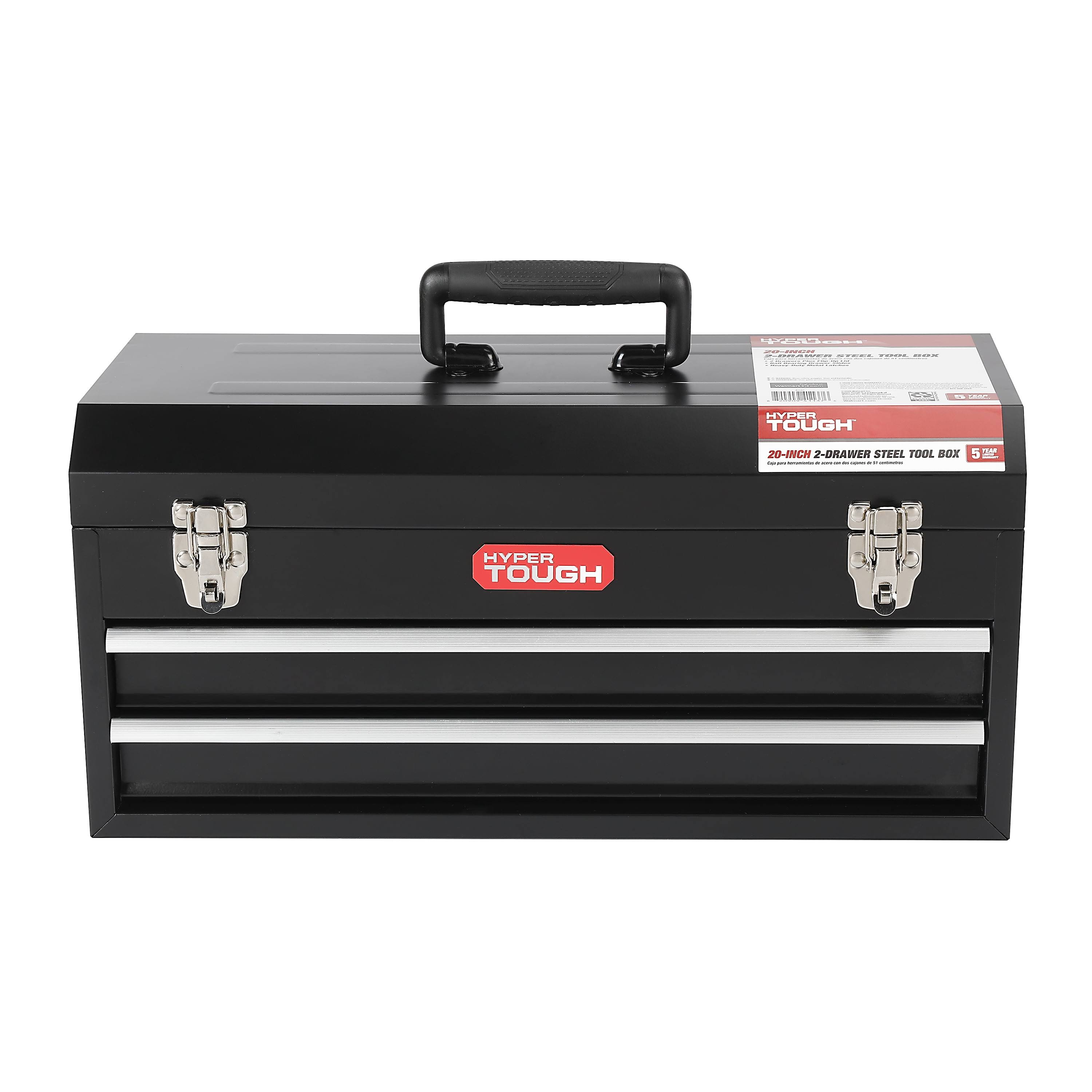 Hyper Tough 2-Drawer Tool Box Tool Chest with Flip-Up Lid- Black- 20 in