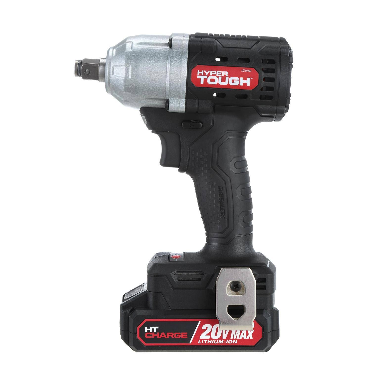 Hyper Tough Brushless 20V Max Lithium-Ion Cordless Impact Wrench, 1/2 inch Anvil, with 2.0Ah Lithium-Ion Battery & Charger, Size: 3/8 inch