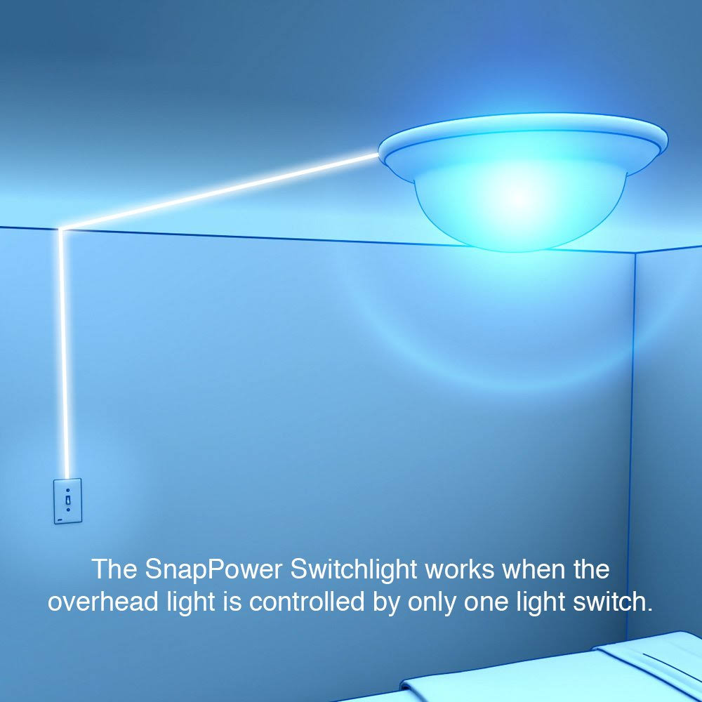SnapPower 3 Pack SwitchLight- LED Night Light- for Single-Pole Light Switches- Light Switch Plate with LED Night Lights- Adjust Brightness-