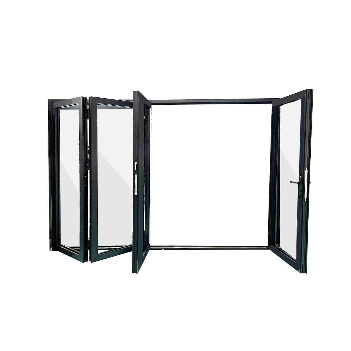 Eris Bifold Doors 120-in x 96-in Low-E Argon Black Aluminum Folding Left-Hand Outswing Patio Door | BFO-12096-1L3R