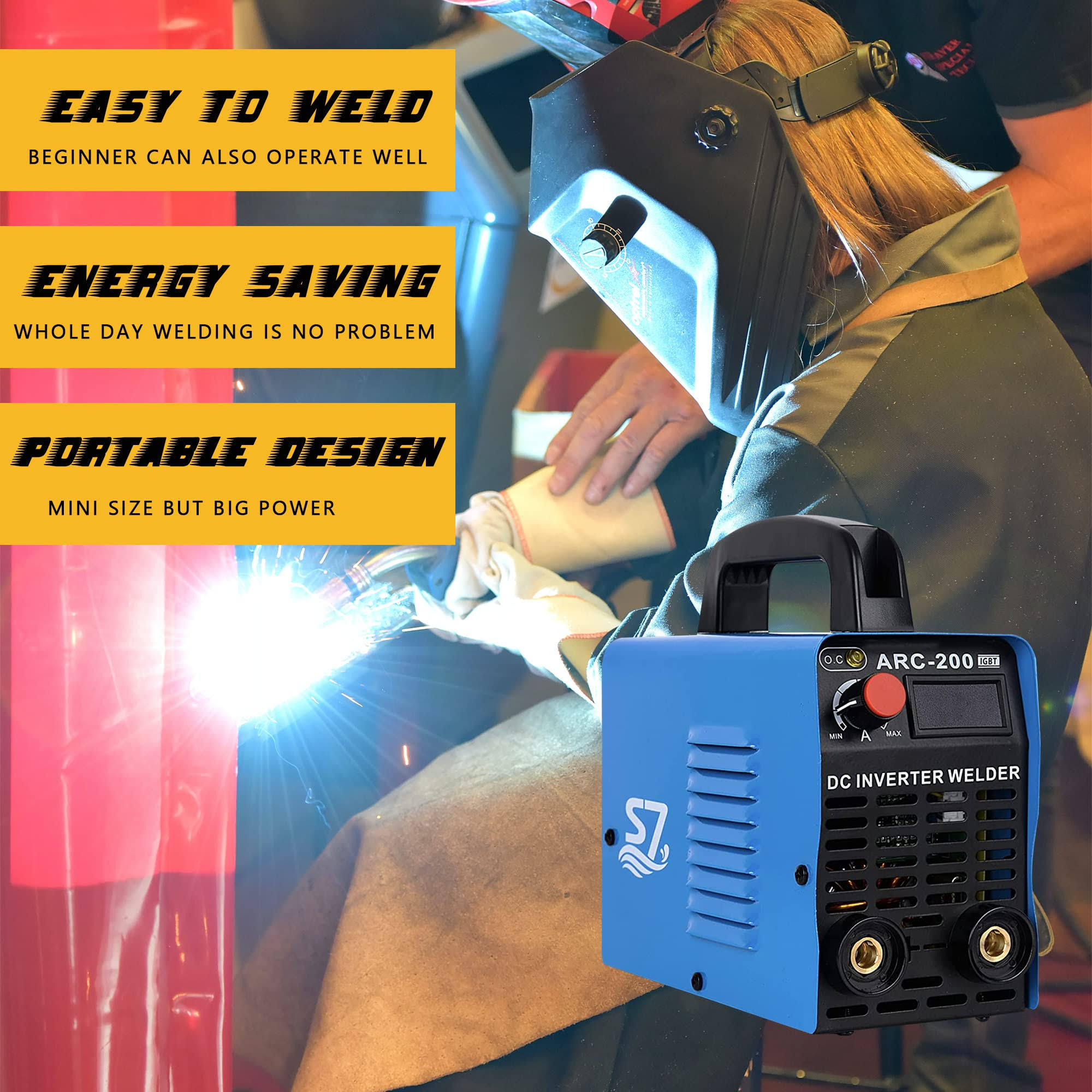 200Amp 110V Arc Welder with LCD Display: IGBT Inverter Welding Machine