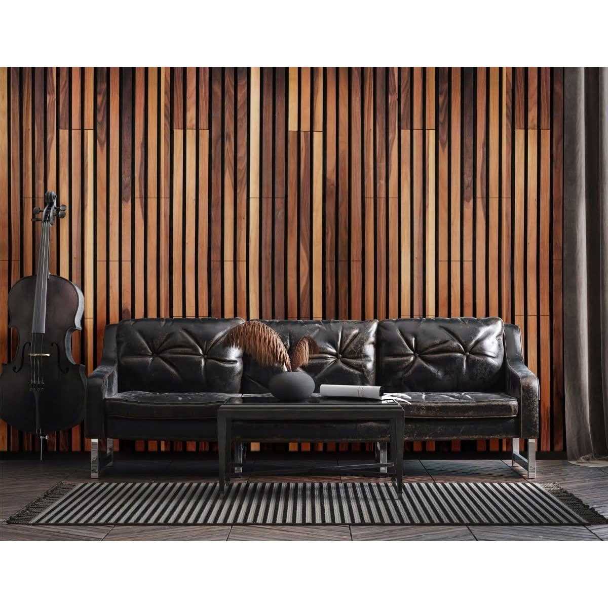 Wallplanks Peel & Stick Acoustic Wall Panels Baritone Walnut