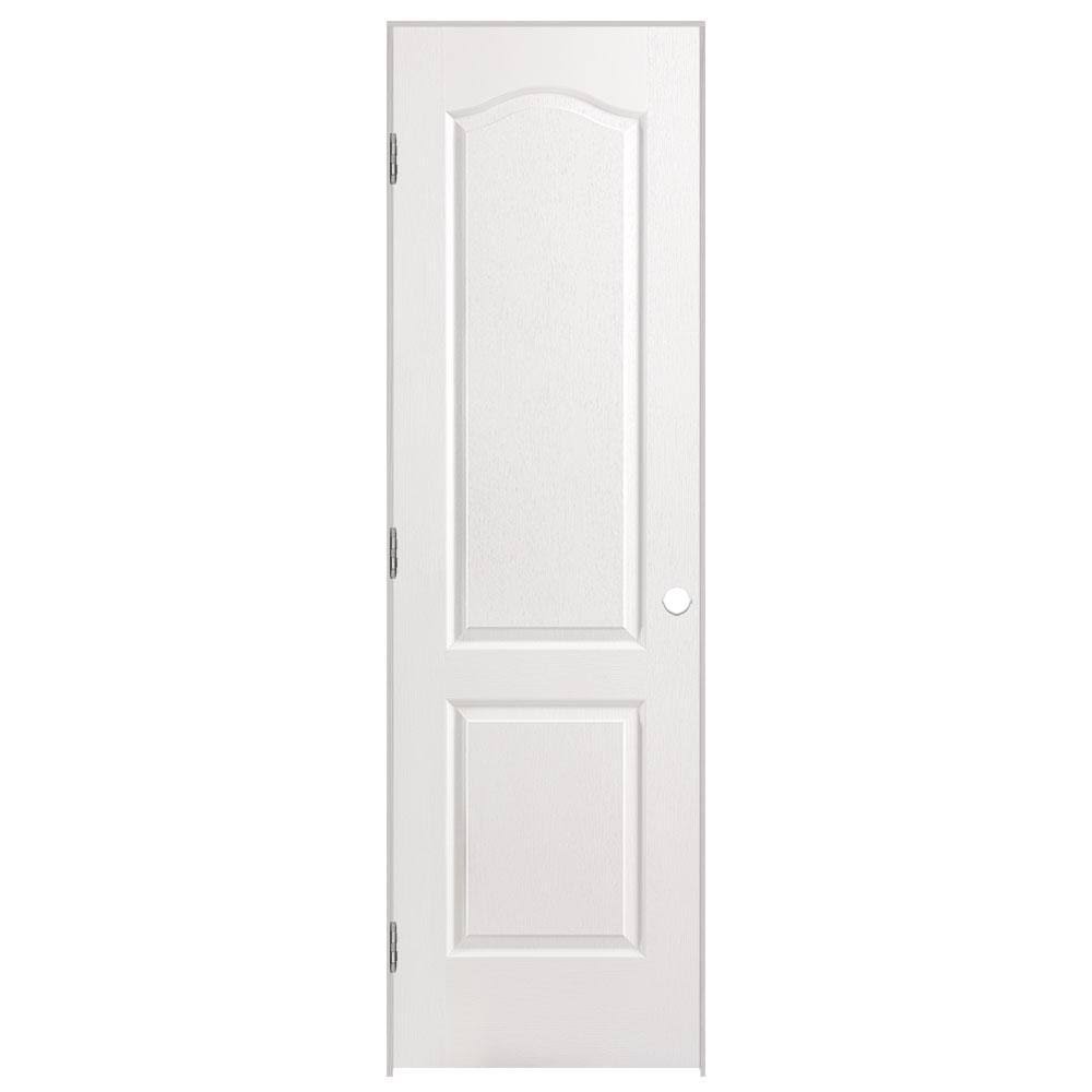 Masonite 24 in. x 80 in. 2-Panel Arch Top Right-Handed Hollow-Core Textured Primed Composite Single Prehung Interior Door