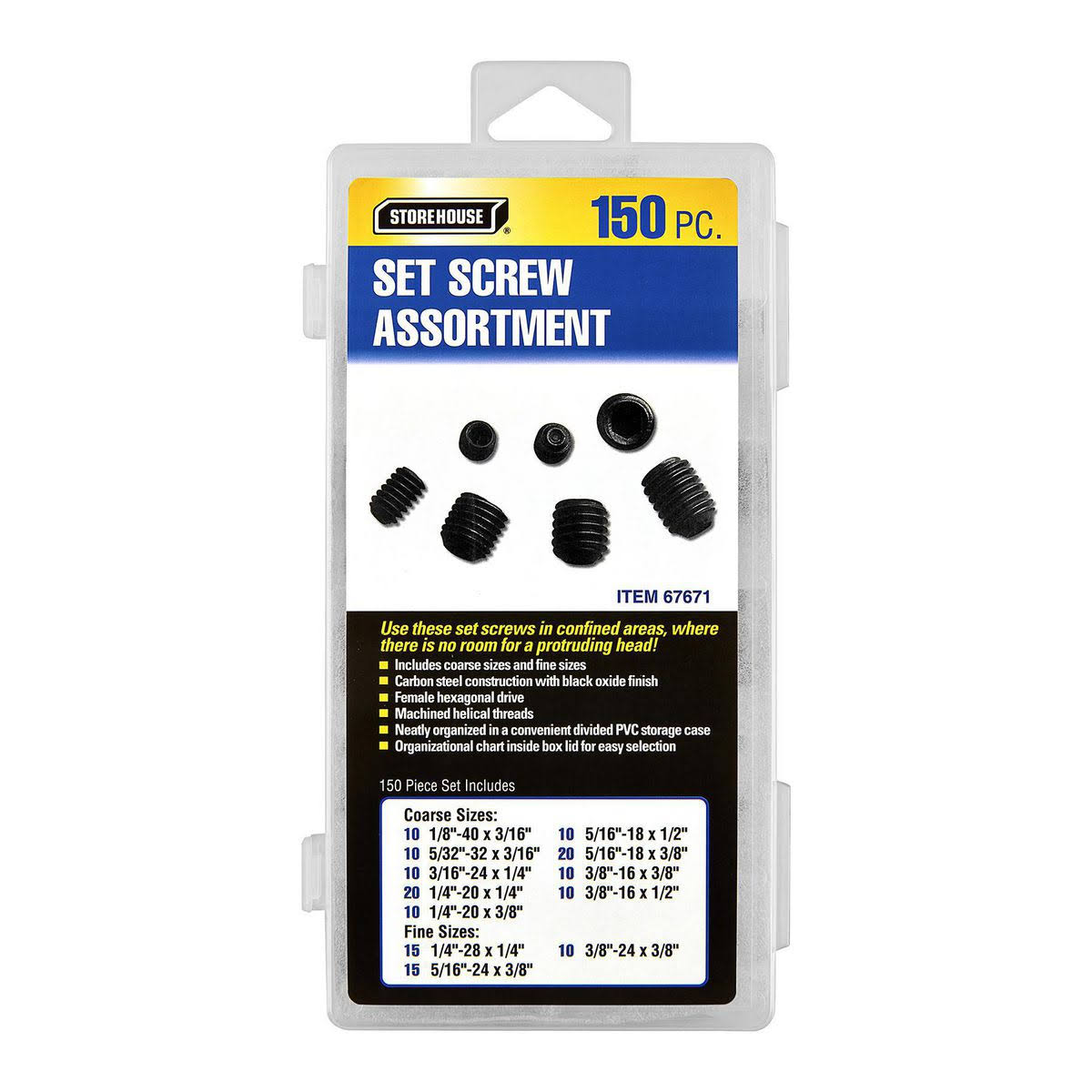 Storehouse Set Screw Assortment, 150 Piece 67671
