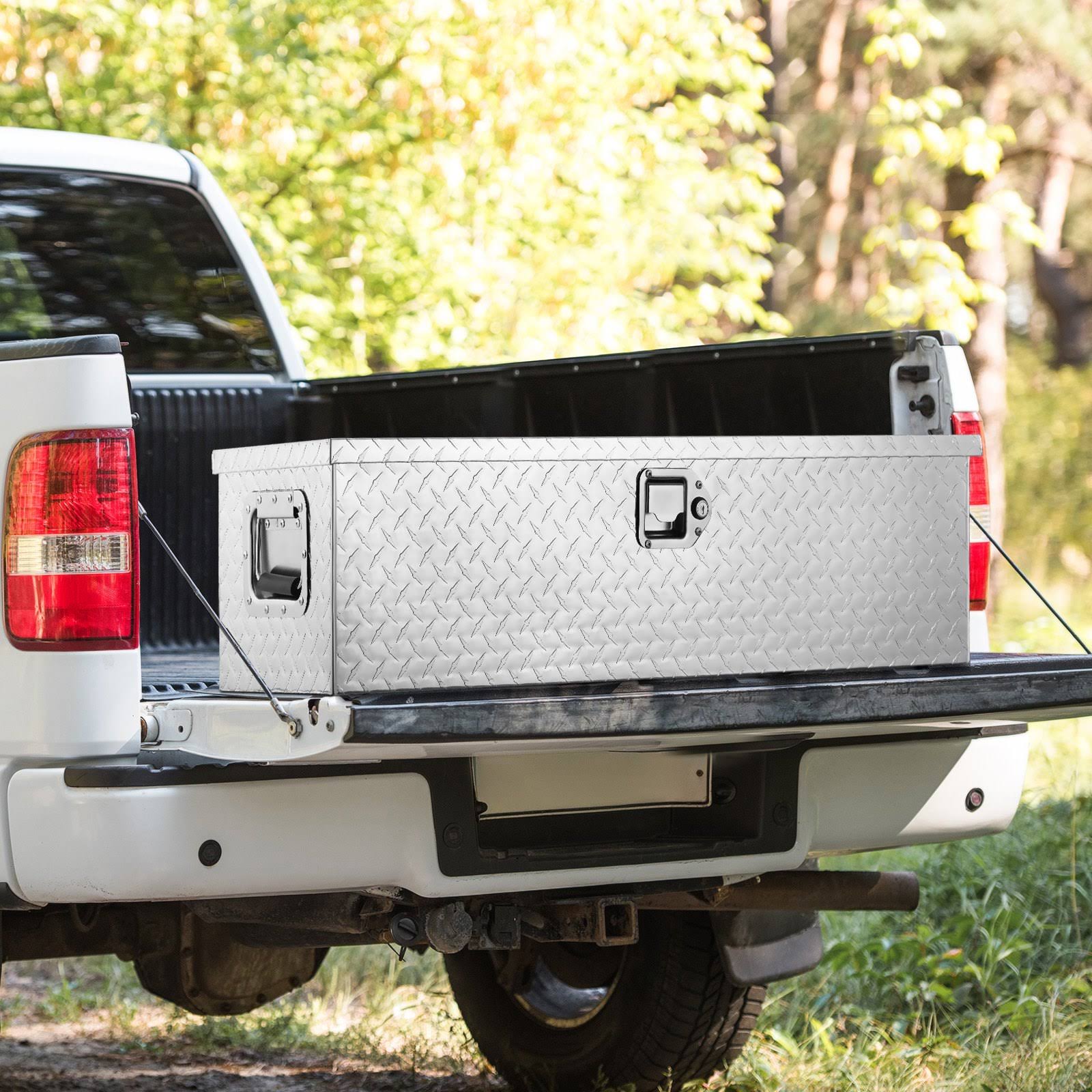 VEVOR Heavy Duty Aluminum Truck Bed Tool Box, Diamond Plate Tool Box with Side Handle and Lock Keys, Storage Tool Box Chest Box Organizer for Pickup