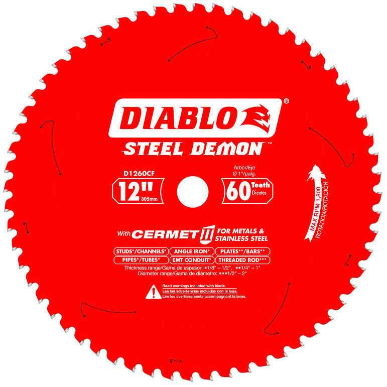 Diablo D1260CF 12 in. x 60 Tooth Steel Demon Cermet II Saw Blade for Metals and Stainless Steel