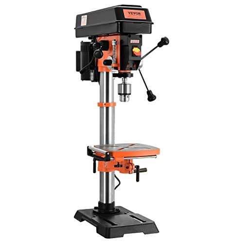 VEVOR 12 in Benchtop Drill Press, 5 Amp 120V, Variable Speed Cast Iron Bench Drill Press, 12 in Swing Distance 0-45�� Tiltling Worktable with Laser
