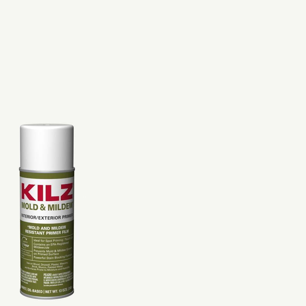Kilz 13 oz. Mold & Mildew White Oil-Based Interior and Exterior Primer, Sealer and Stain-Blocker Aerosol, White/Matte